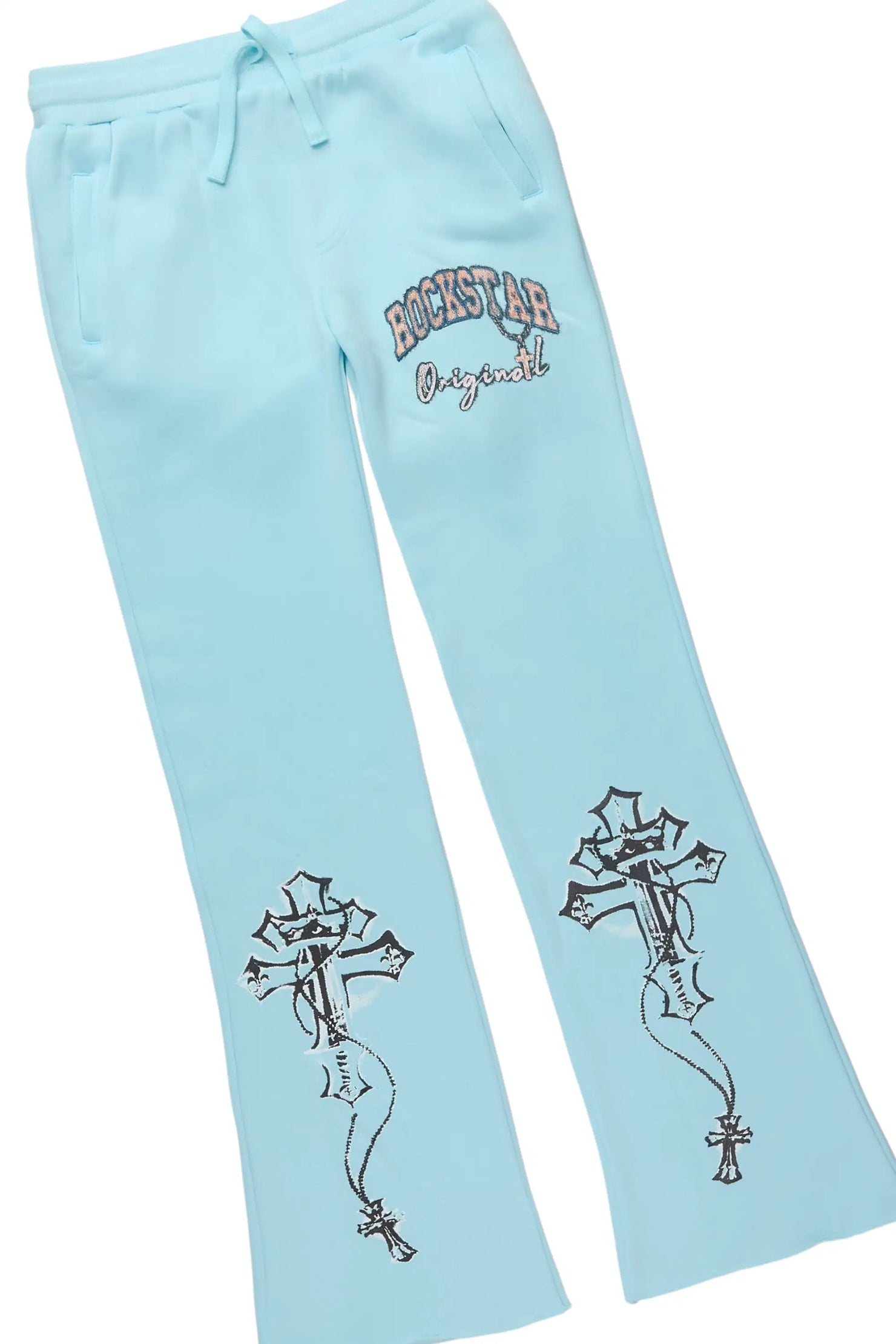 Girls Jovala Light Blue Hoodie/Stacked Flare Track Set