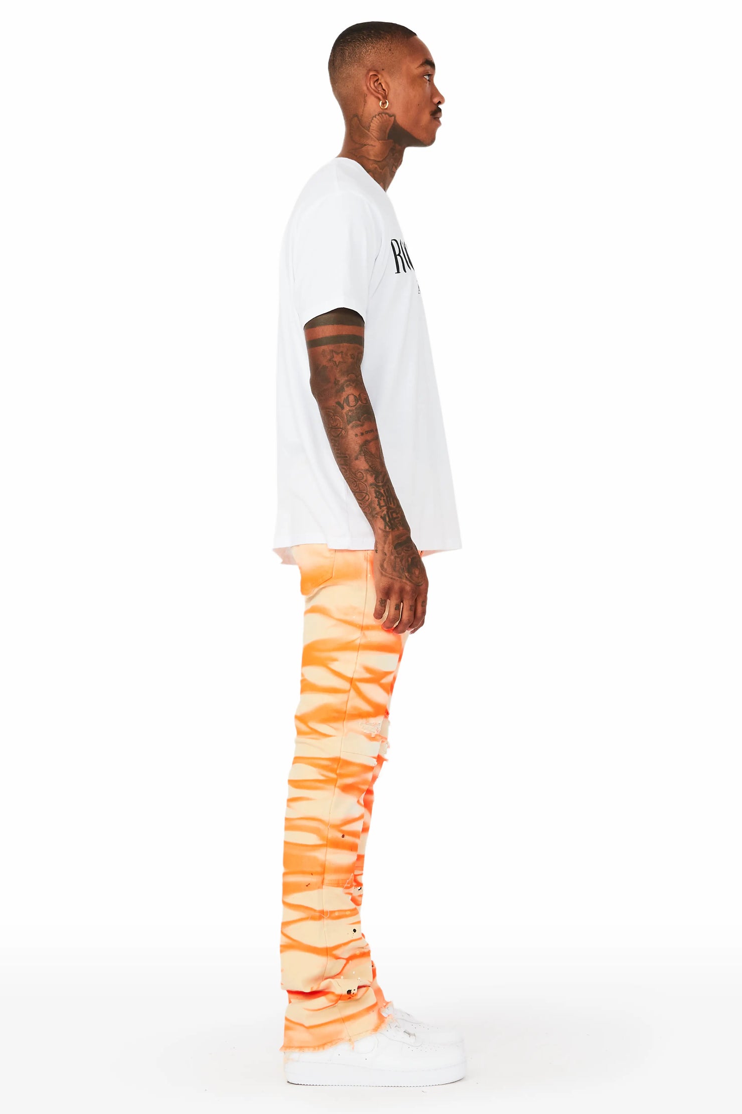 Sirius Beige/Orange Stacked Flare Jean