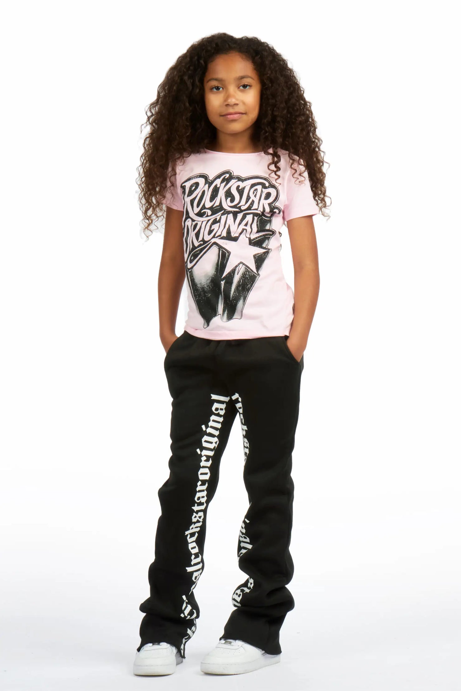 Girls Blakely Black Stacked Track Pant
