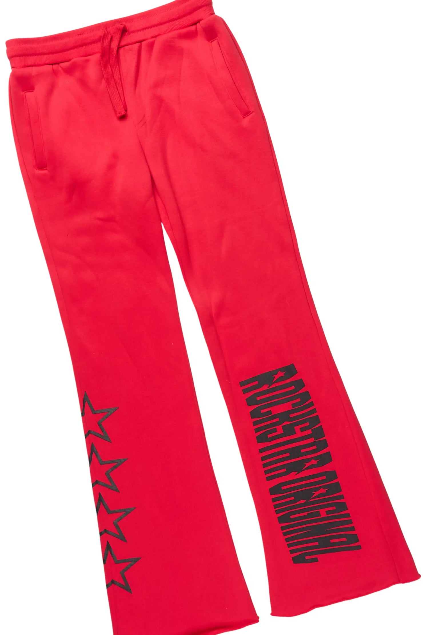 Boys Skender Red/Black Hoodie/Stacked Flare Track Set