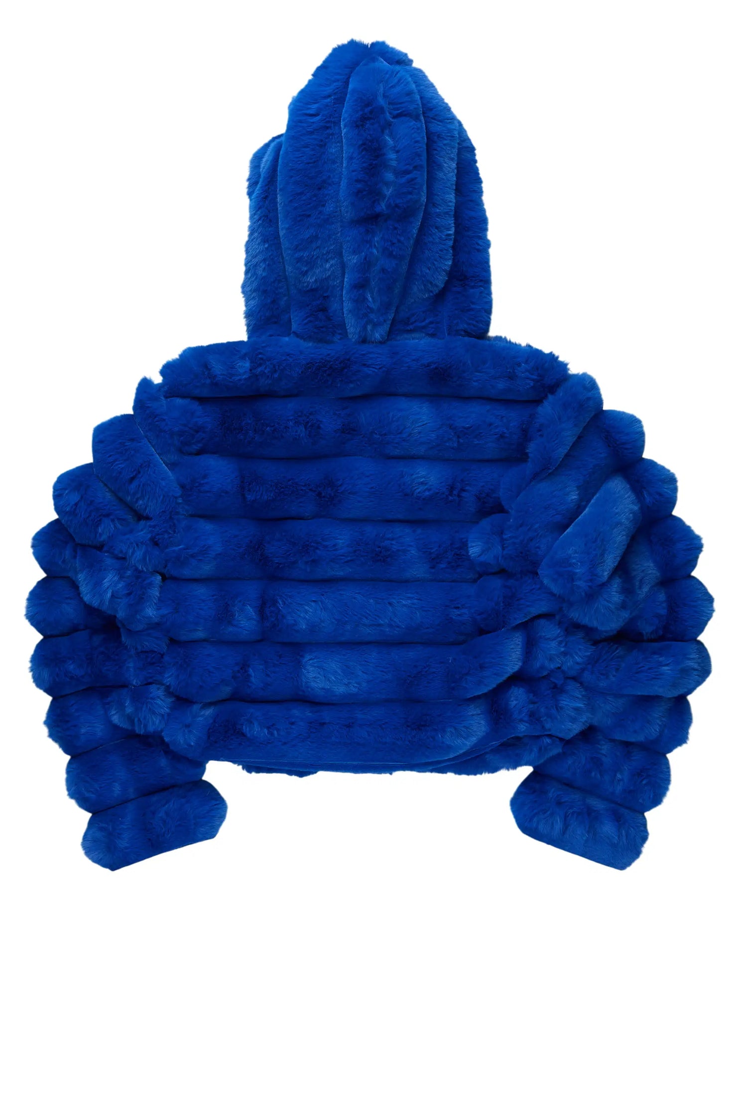 Vinetria Royal Blue Fur Jacket With Hood