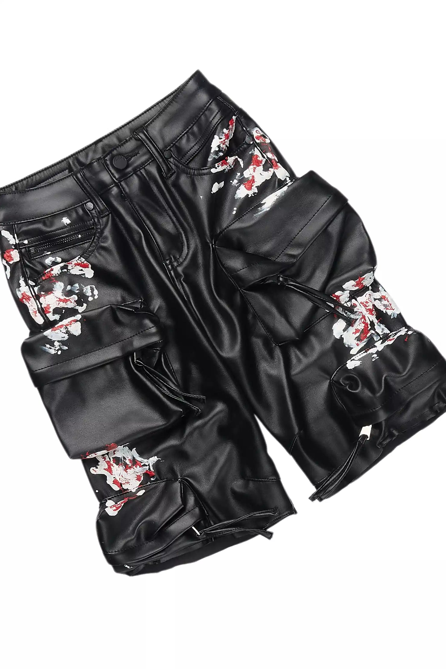 Boys Saxon Black/Black T-Shirt/PU Short Set