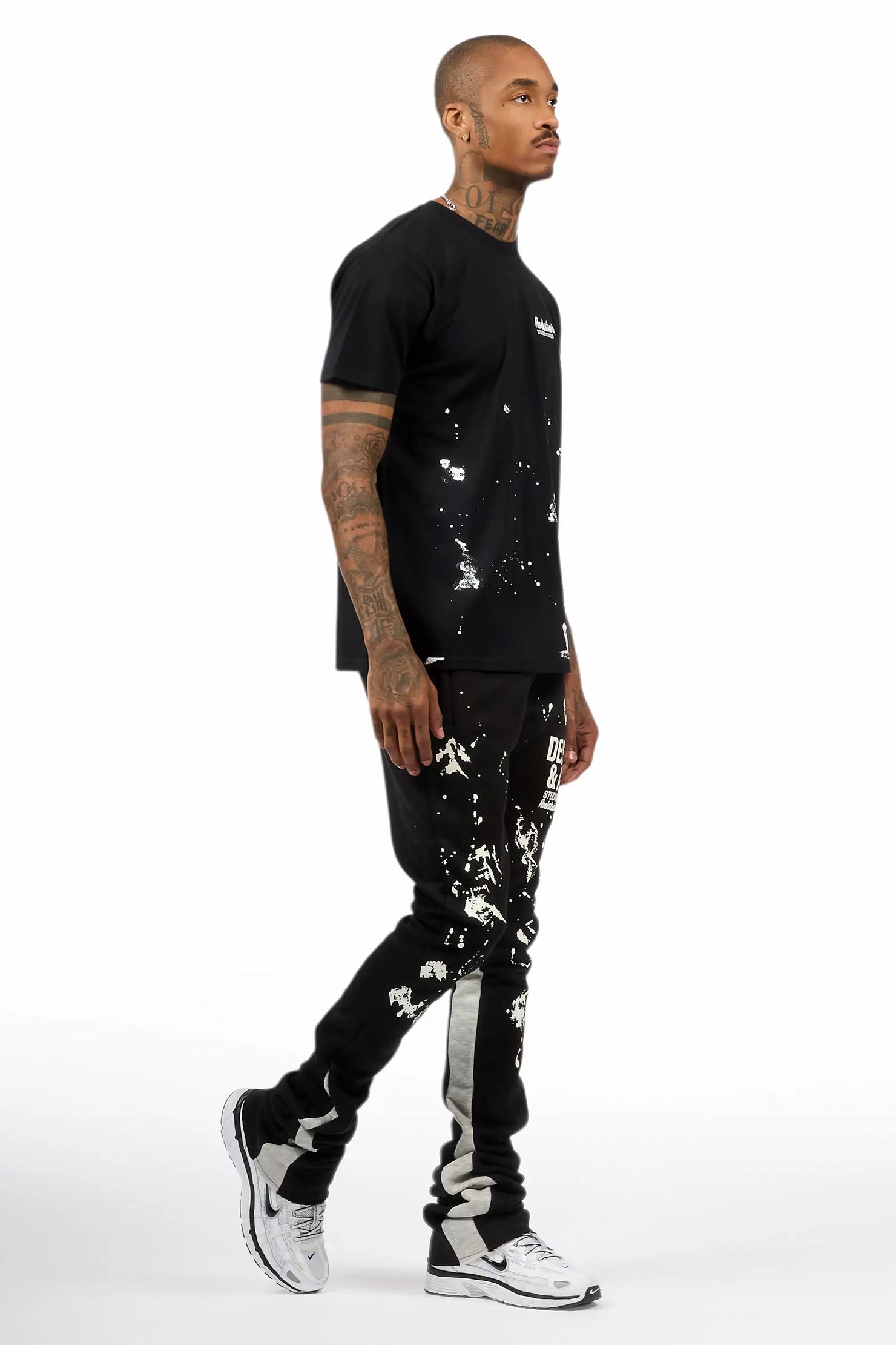 Damone Black/White T-Shirt/Super Stacked Track Set