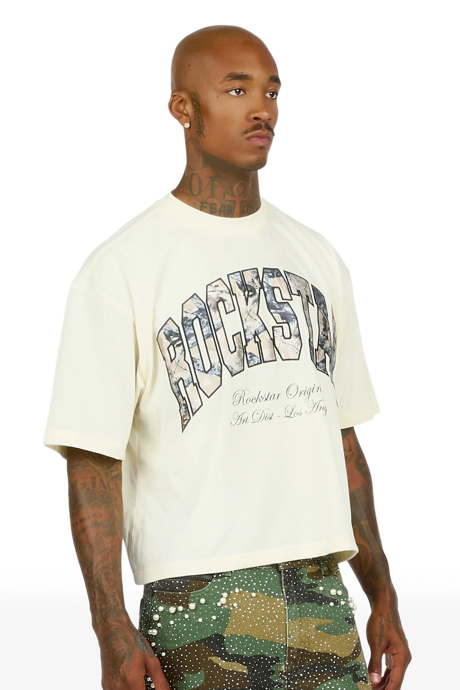 Alas Beige Boxy Crop Tee