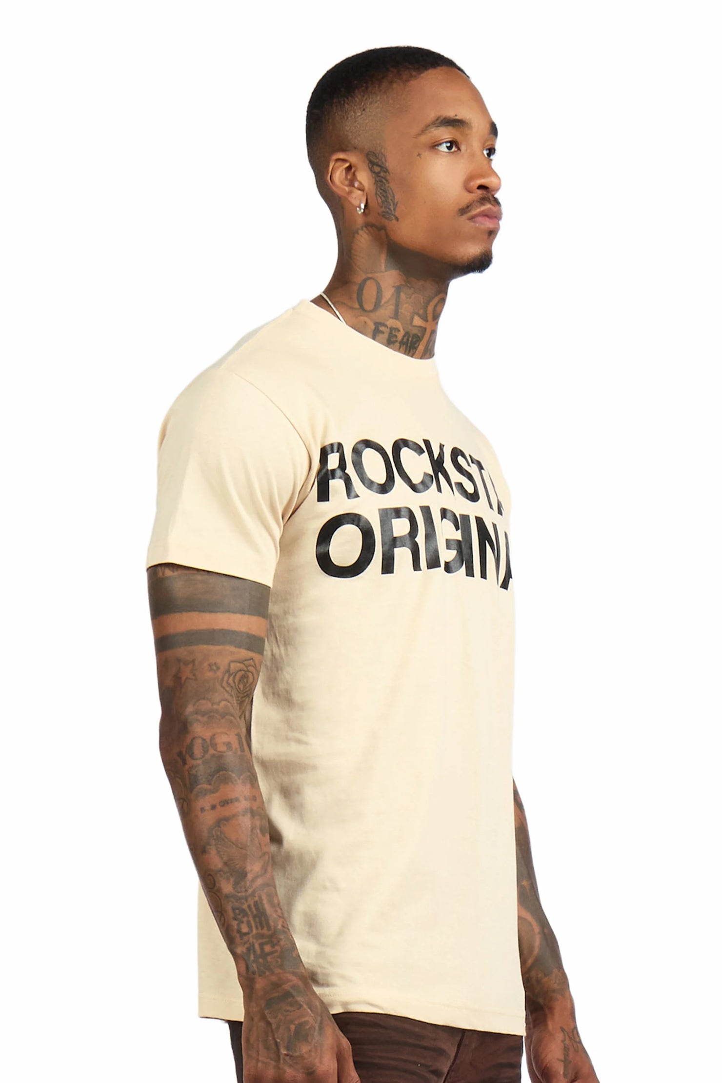 Keeth Beige Oversized Graphic T-Shirt