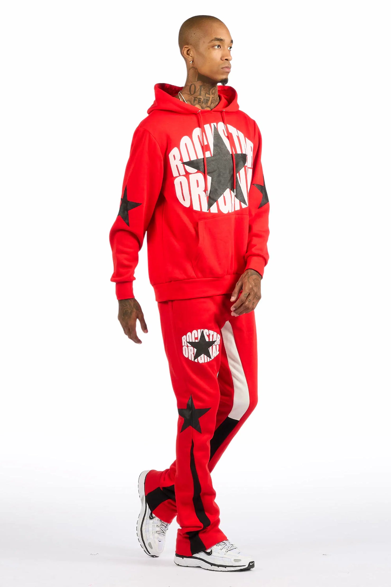 States Red/Black Hoodie Stacked Flare Track Set