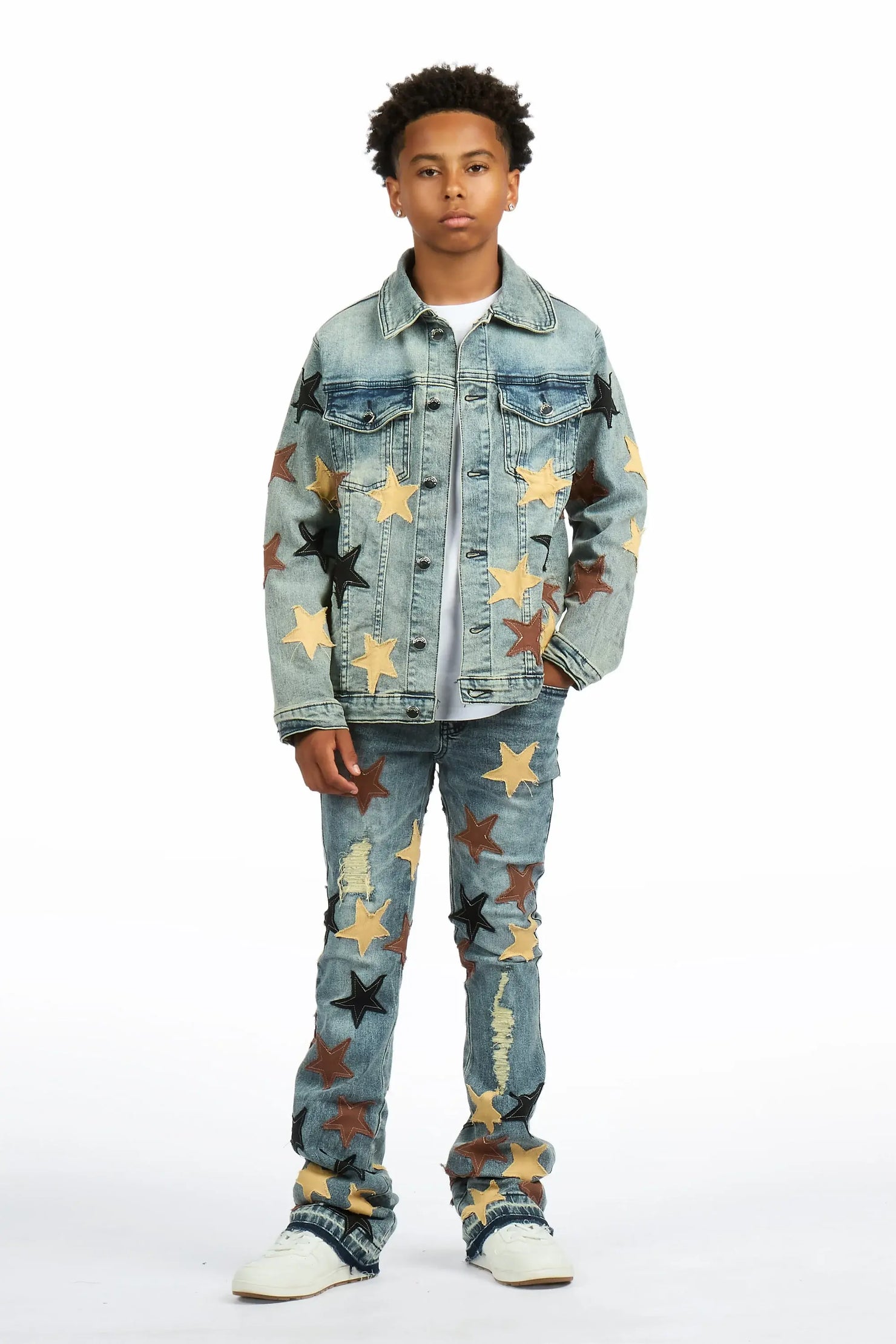Boys Starlane Tint Denim Jacket & Stacked Jean Set