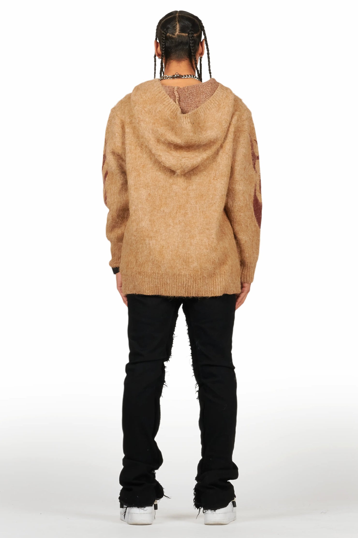 Hakon Brown Graphic Knitted Mohair Hoodie