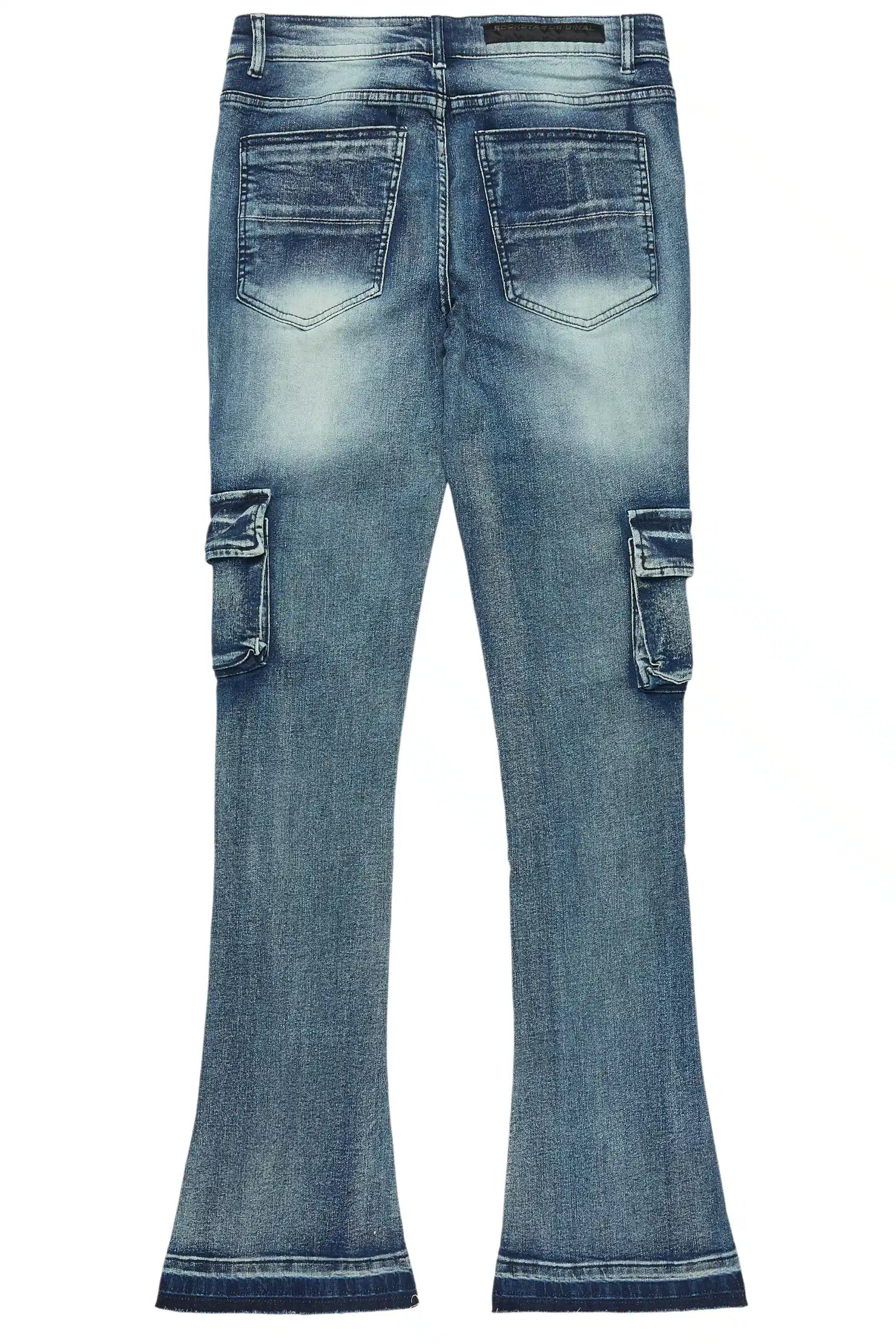 Zaid Dark Blue Stacked Flare Jean