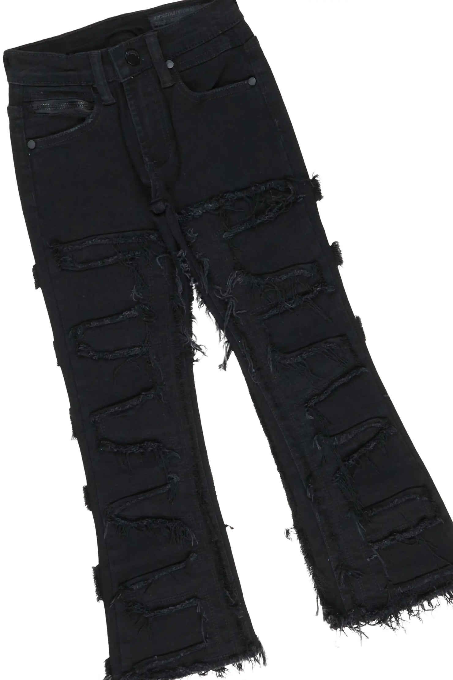 Boys Daman Black T-Shirt/Stacked Flare Jean Set