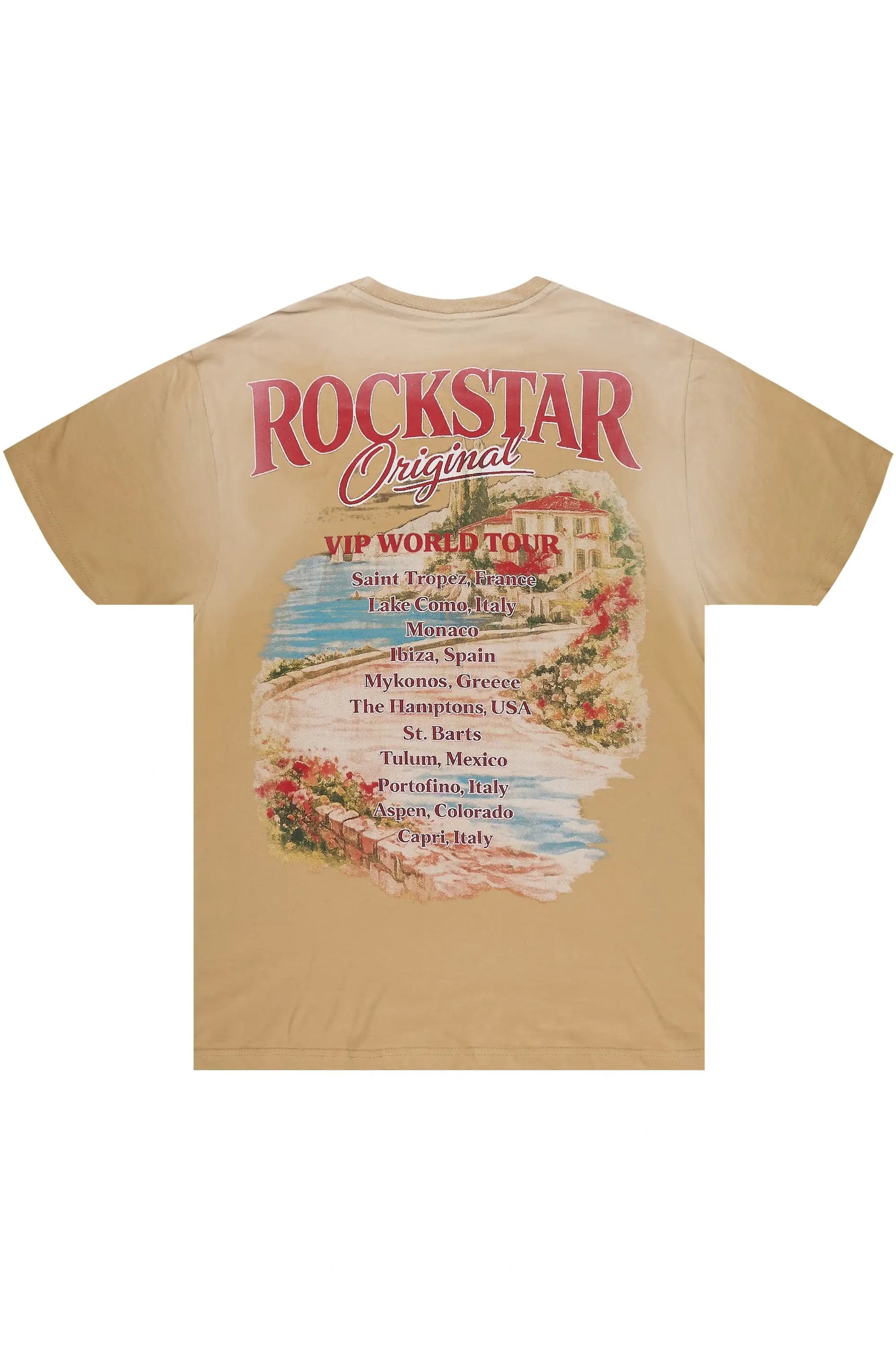 Caston Beige Oversized Graphic T-Shirt