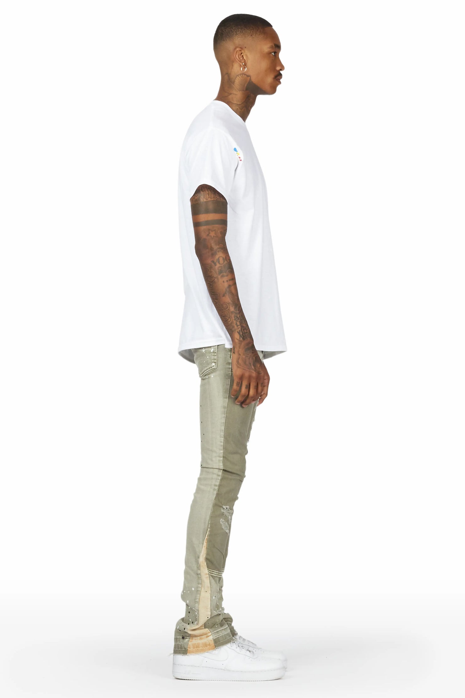 Quetzel Vintage Olive Stacked Flare Jean