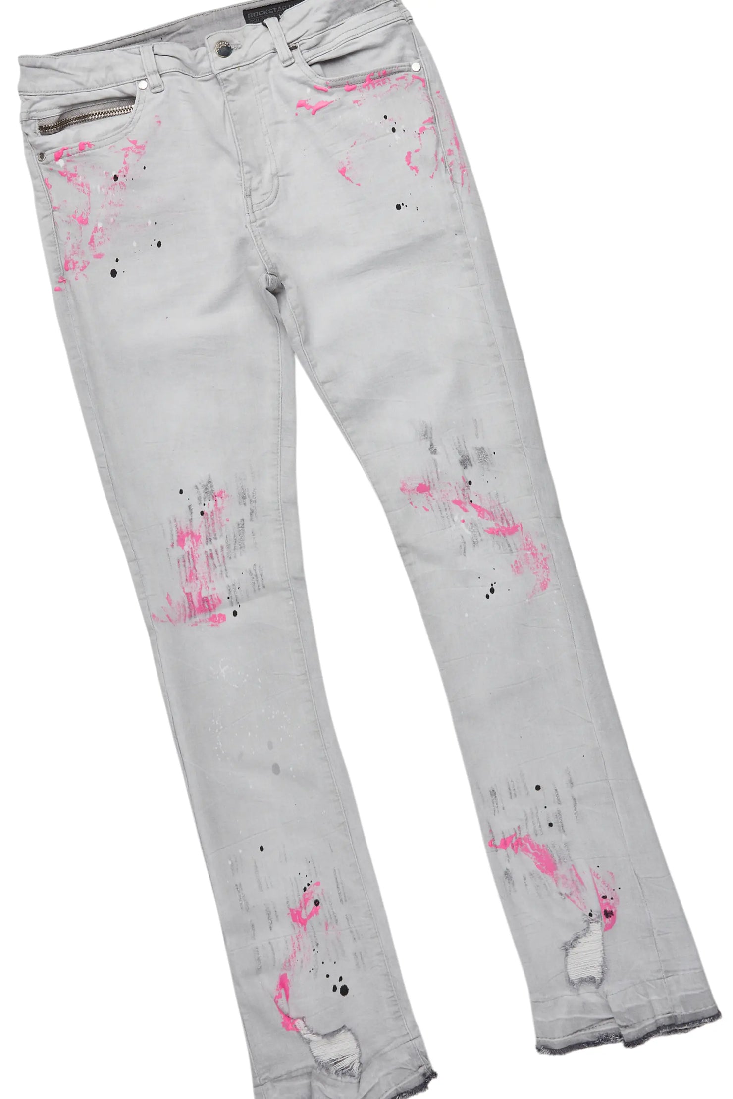 Fields Black Double Layer T-Shirt/Stacked Flare Jean Set