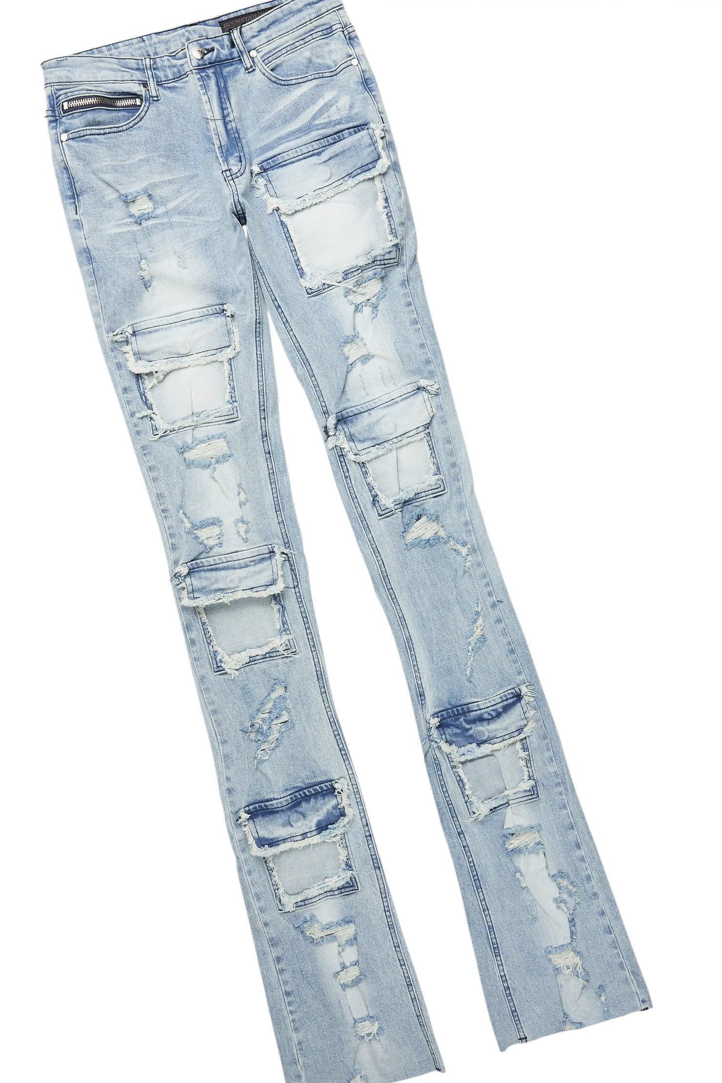 Basic Trio Royal Blue Super Stacked Flare Jean Set