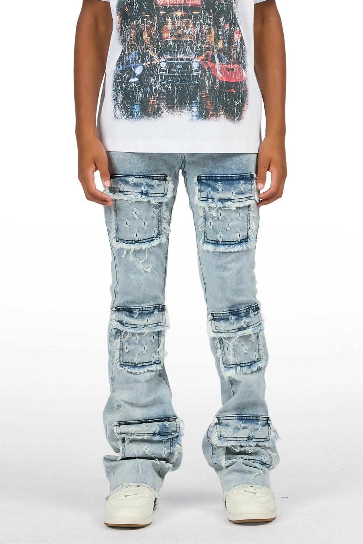 Boys Leonardo Light Blue Stacked Flare Jean