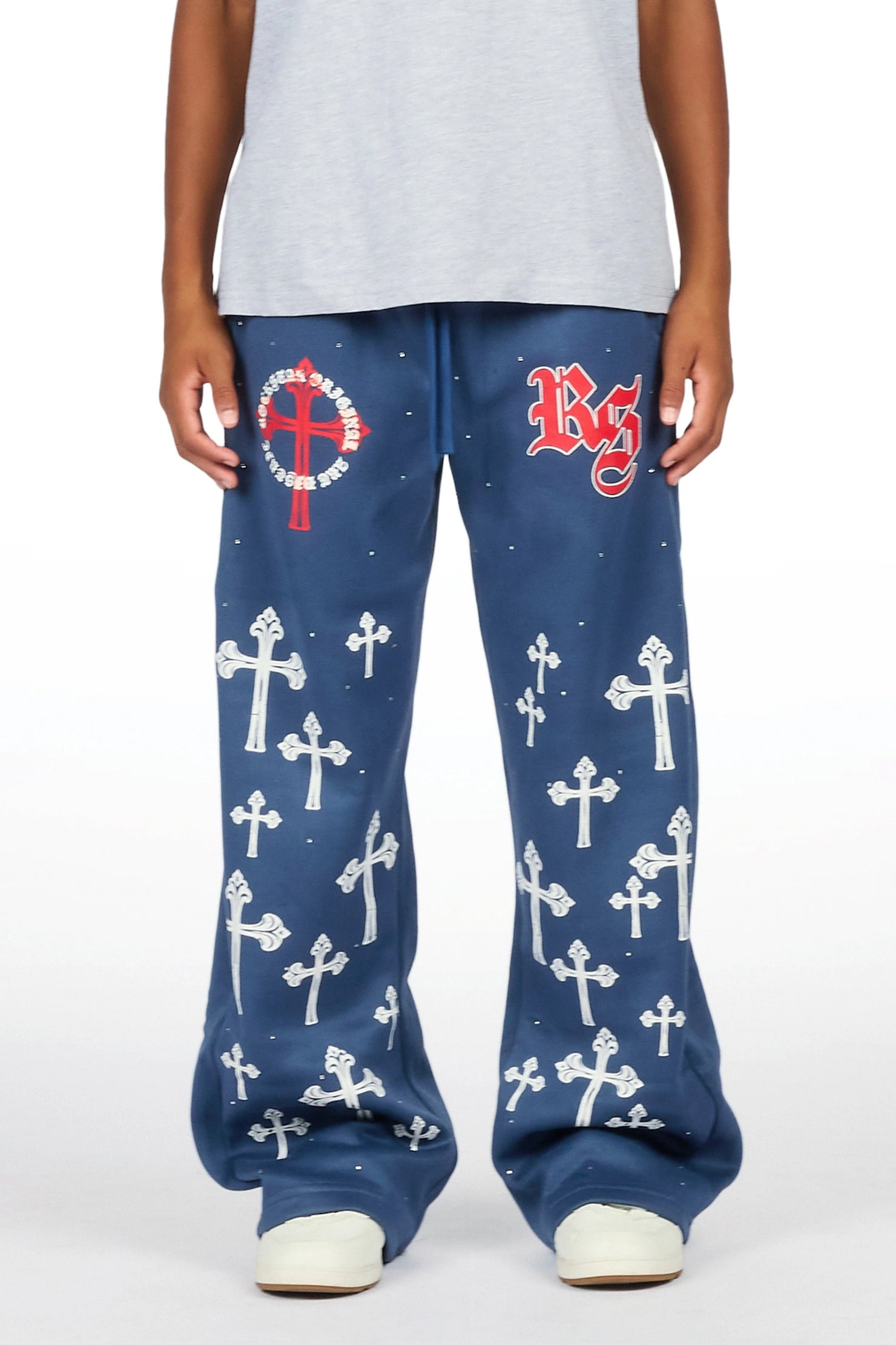 Boys Madar Navy Rhinestone Super Baggy Track Pant