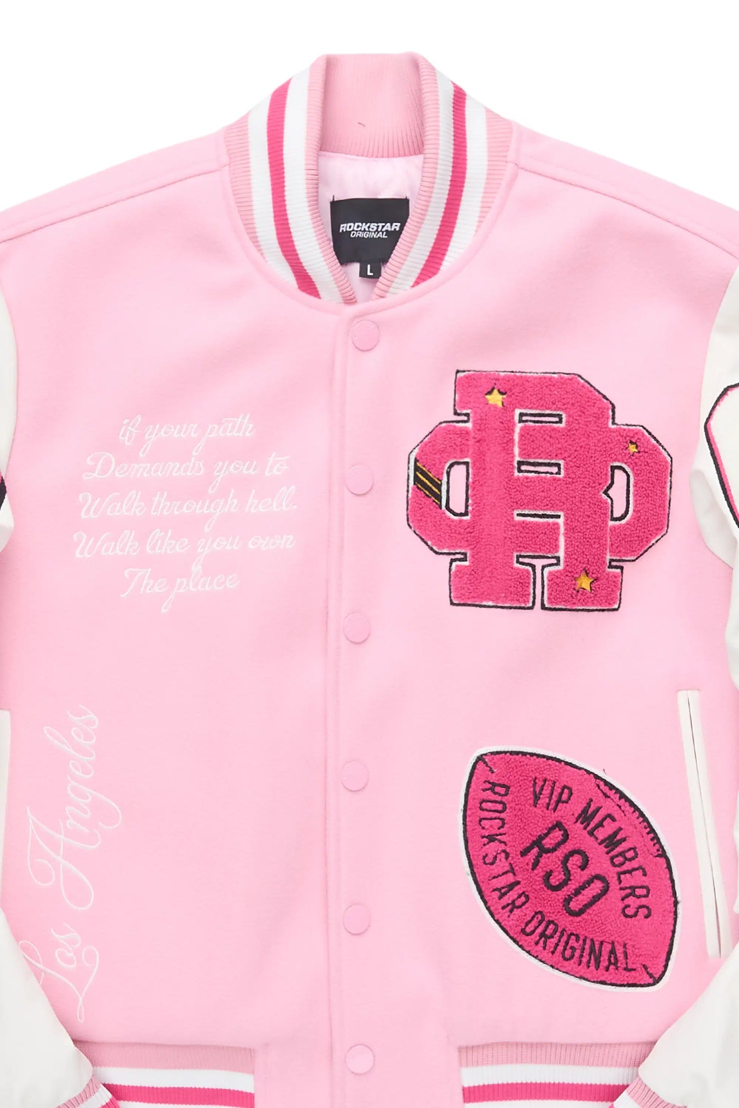 Adrienne Pink Oversized Varsity Jacket