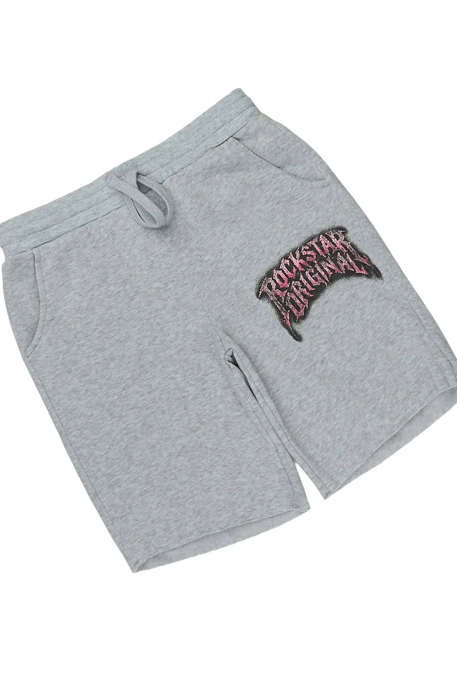 Girls Kavera Heather Grey Graphic Hoodie Short Set