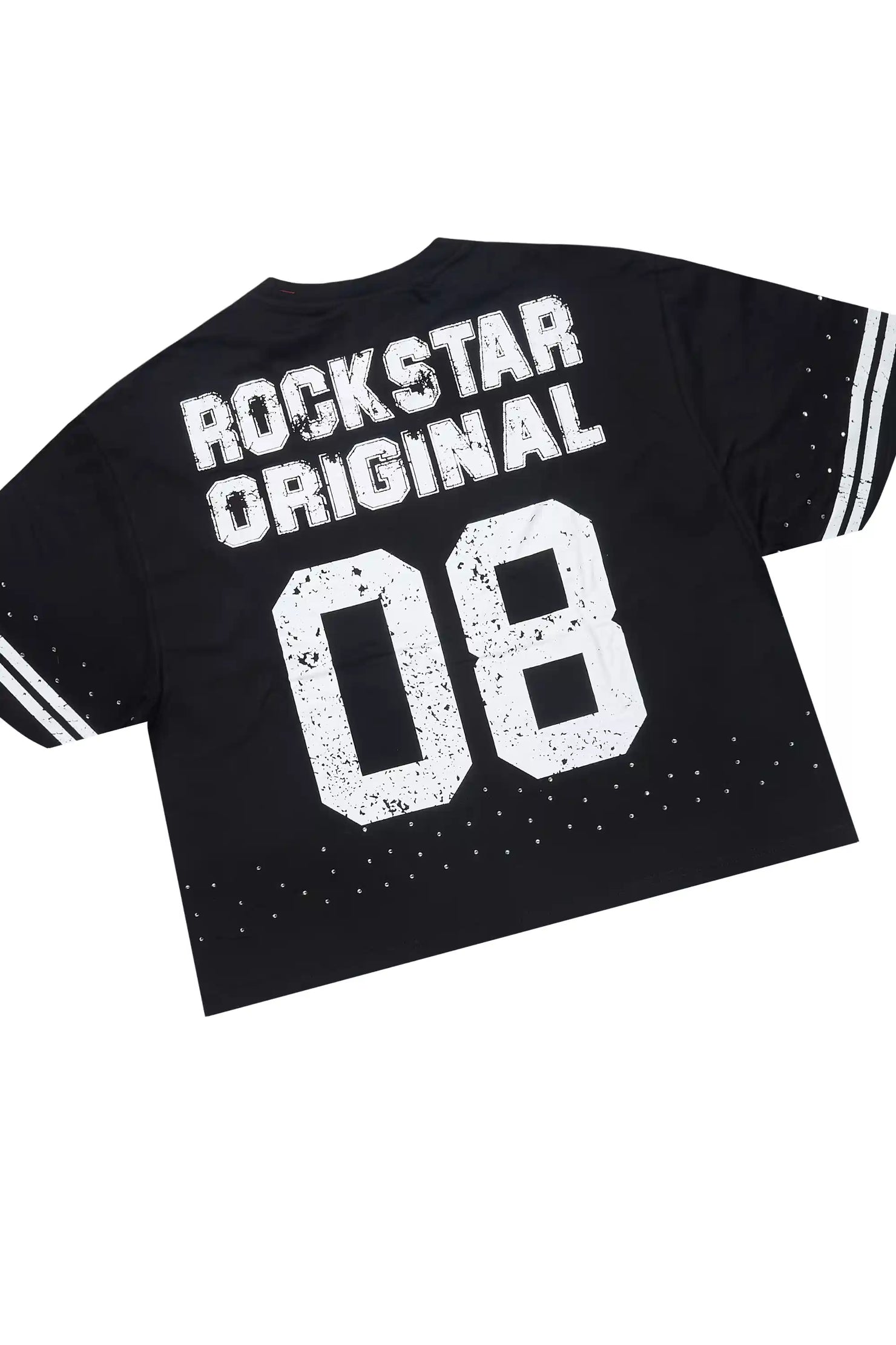 Tylla Black Rhinestone T-Shirt/Baggy Stacked Track Set