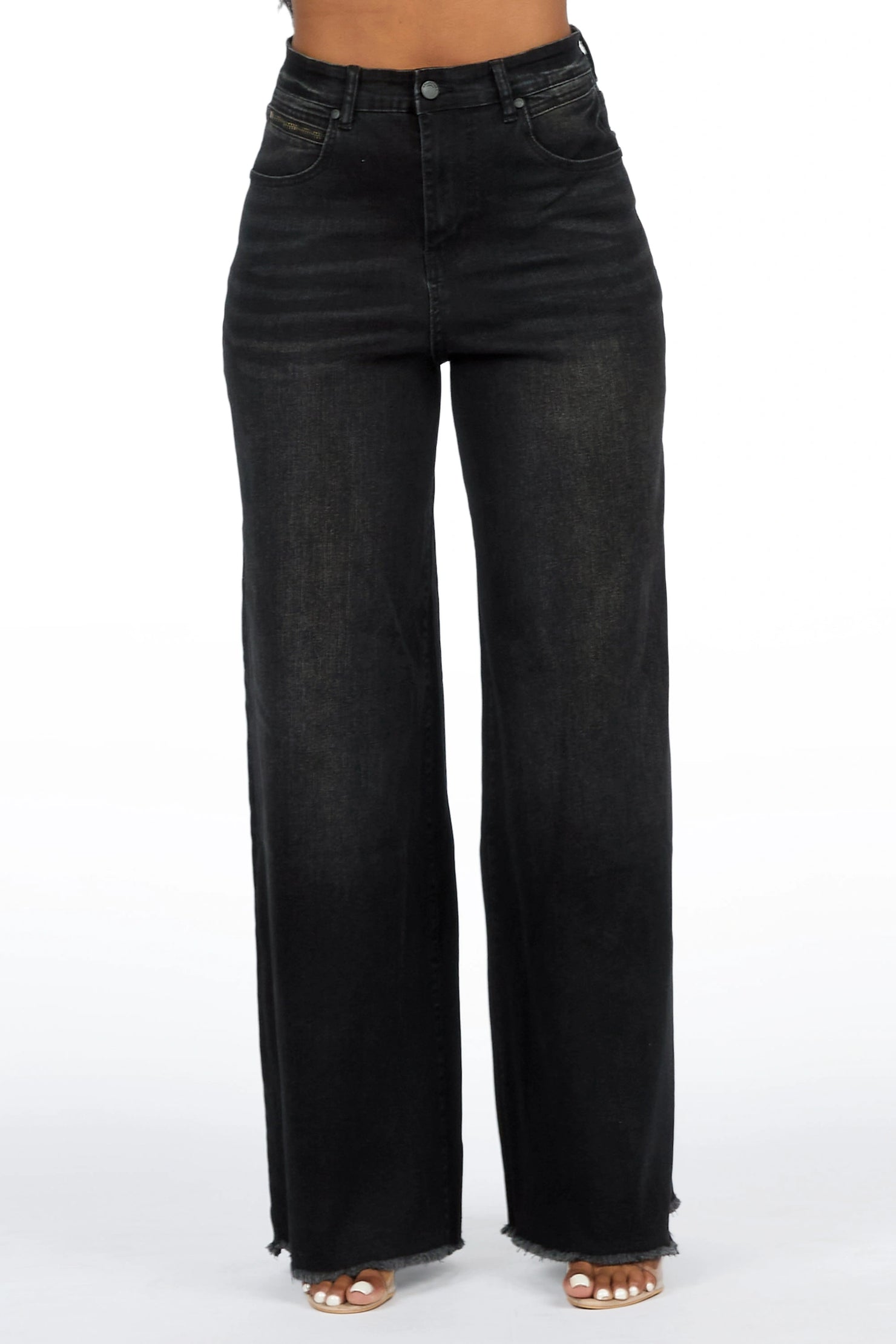 Cegaria Black High Rise Elastic Back Stretch Baggy Jean