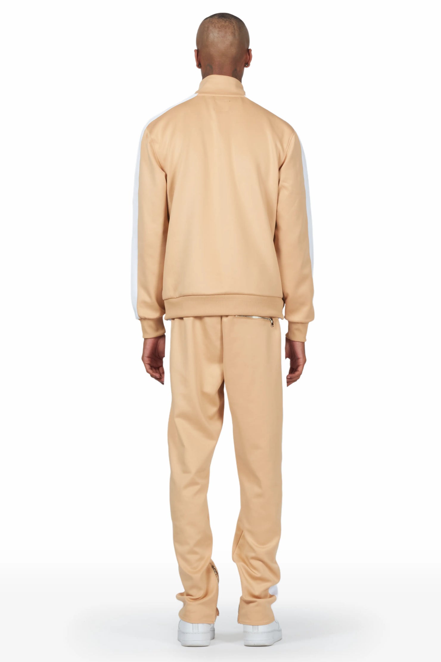 Warblen Beige Tricot Slim Fit Track Set