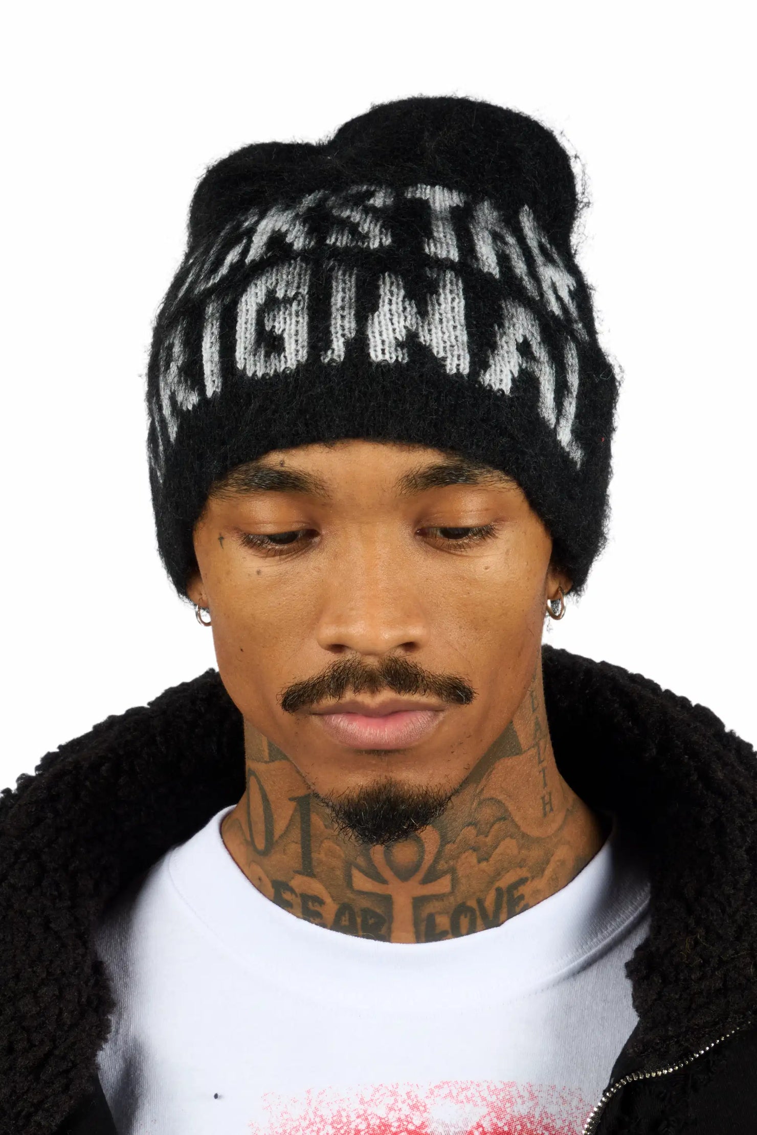 Toshio Black Knitted Mohair Beanie