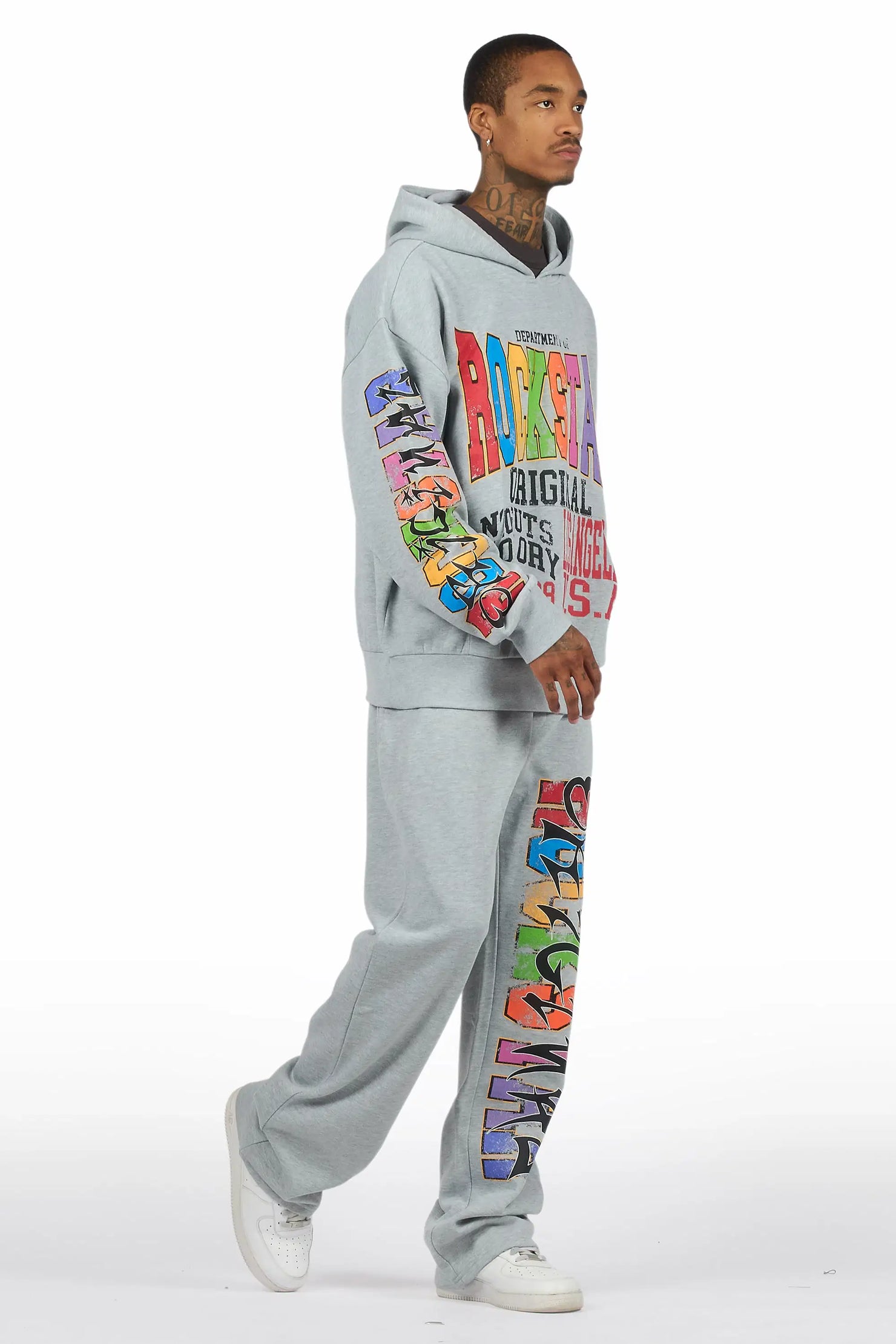 Bunt Heather Grey Hoodie/Baggy Pant Track Set