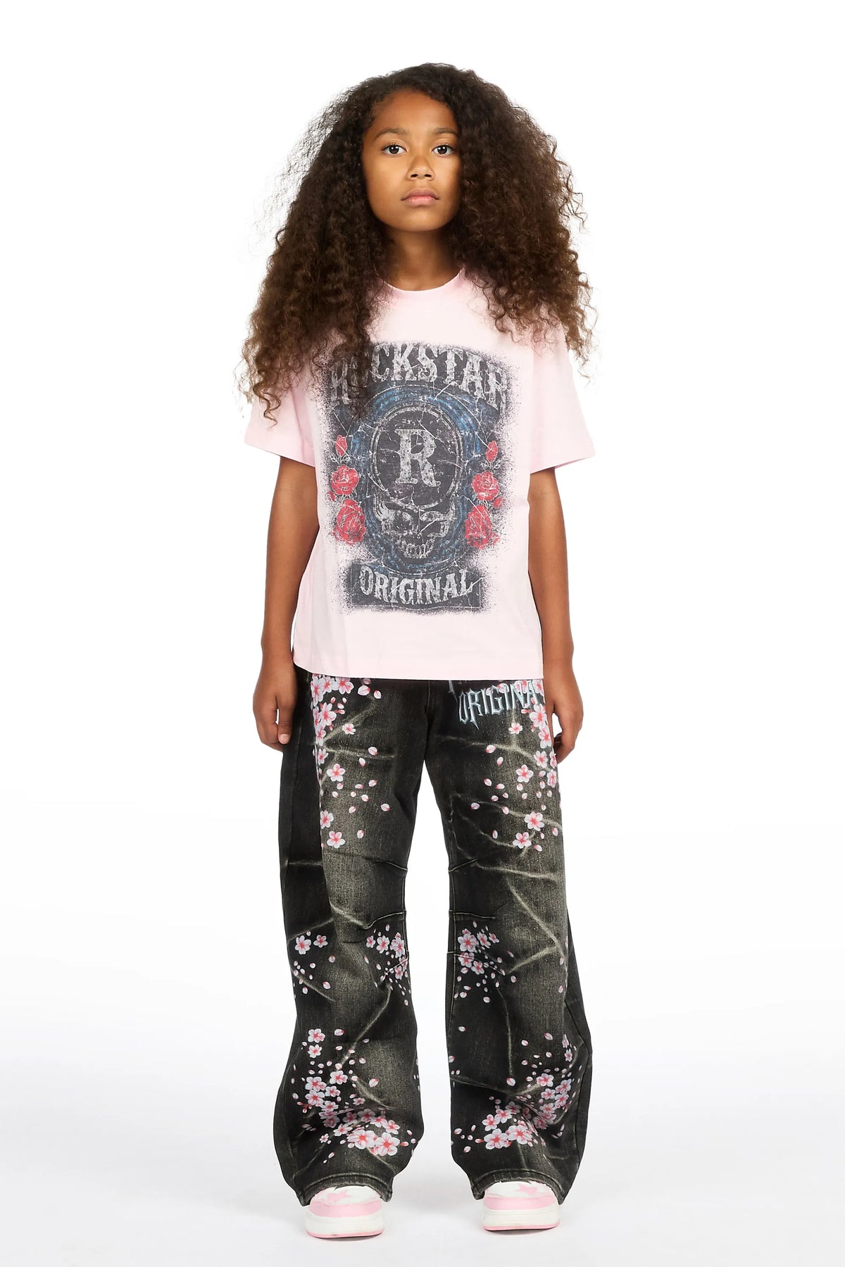 Girls Finna Black Barrel Fit Jean