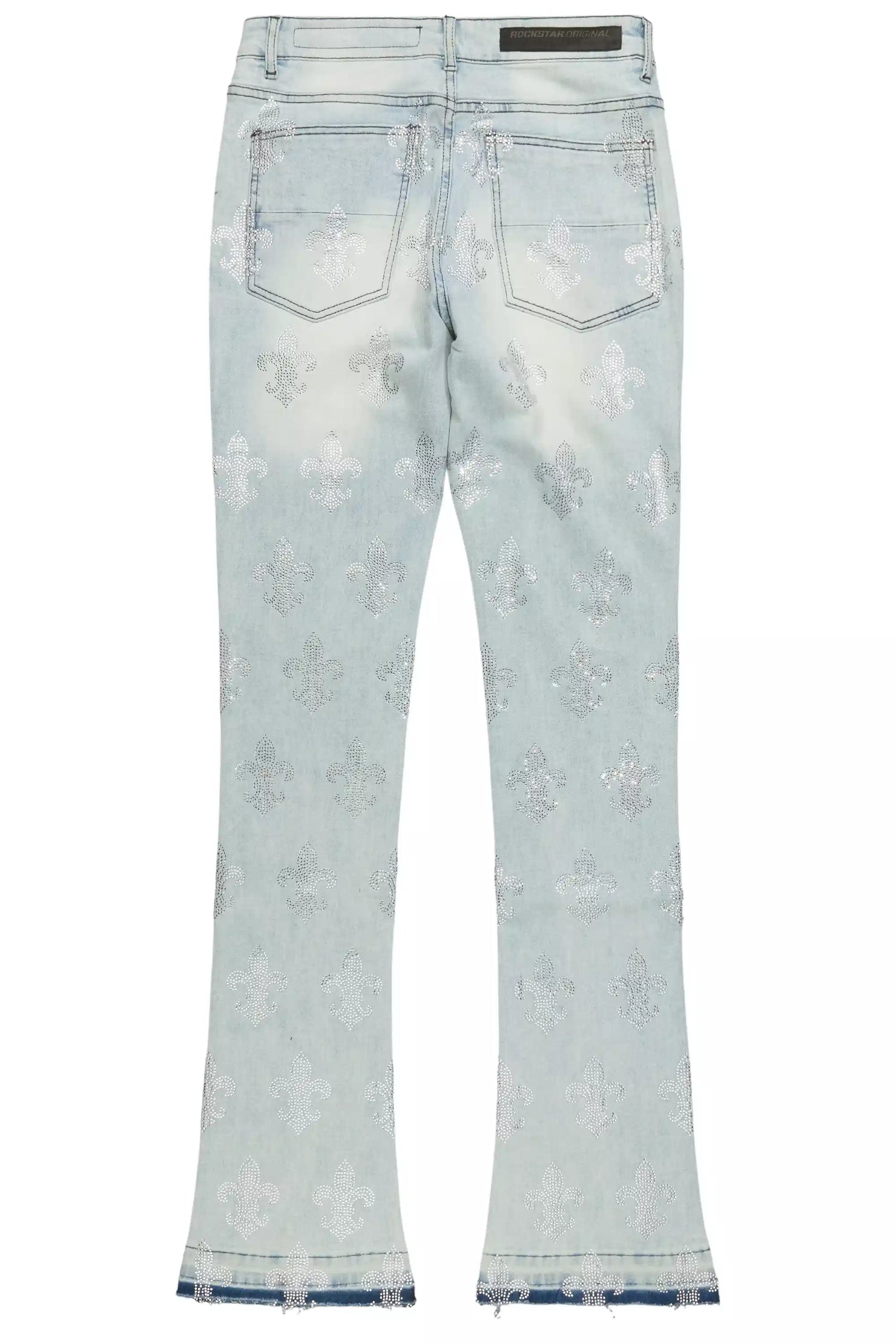 Shyne Light Blue Rhinestone Stacked Flare Jean