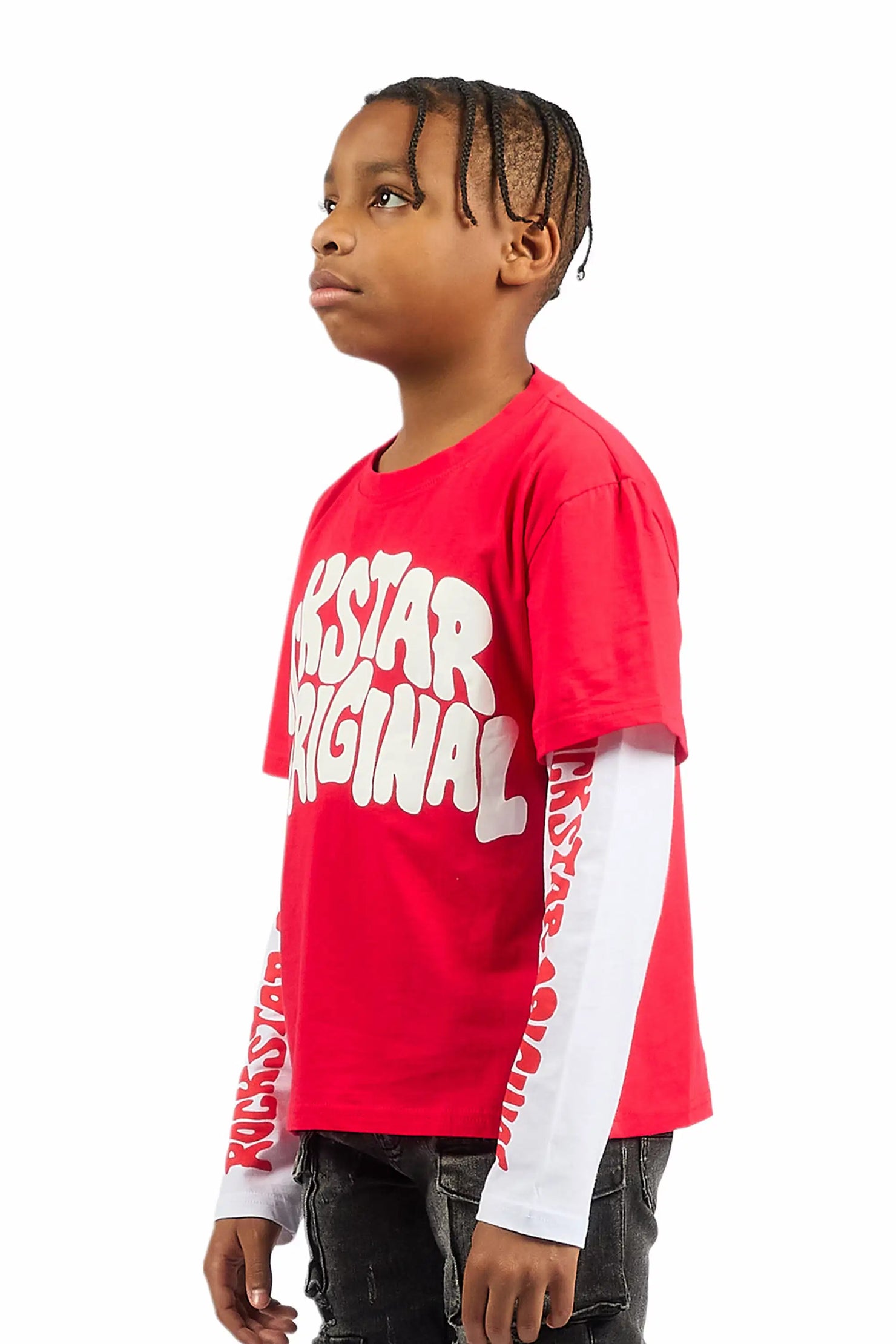 Boys Monit Red/White Double Layer Graphic T-Shirt