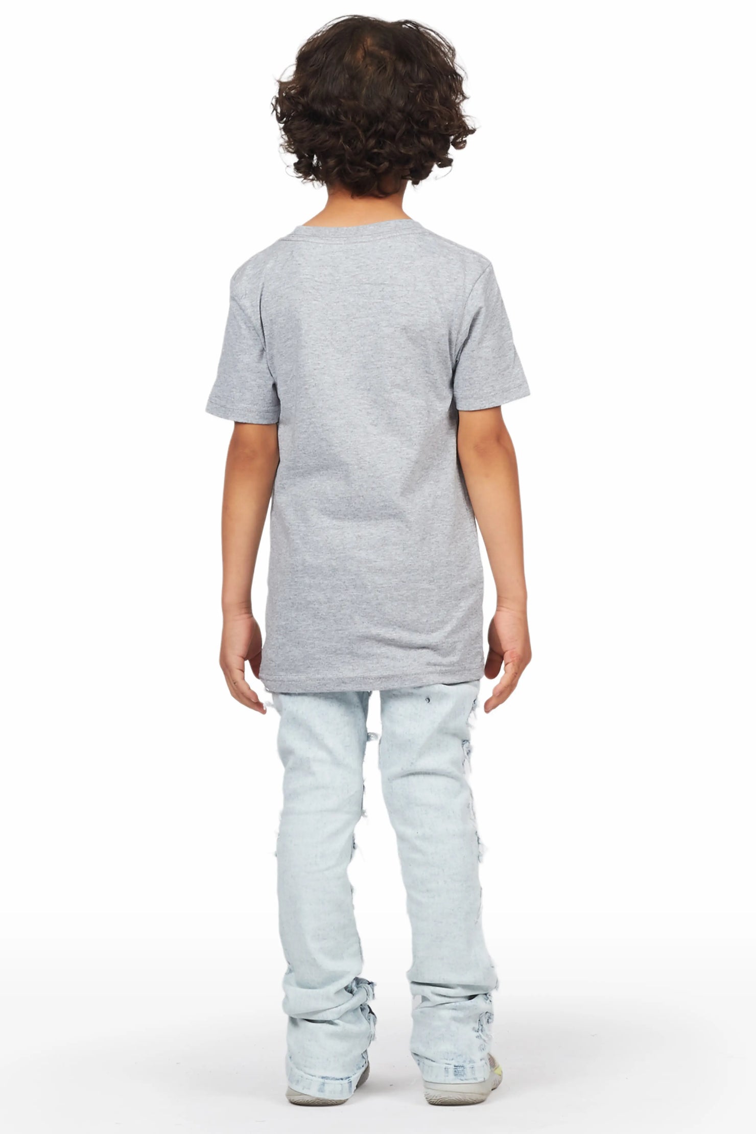 Boys Rakin Grey T-Shirt/Stacked Flare Jean Set