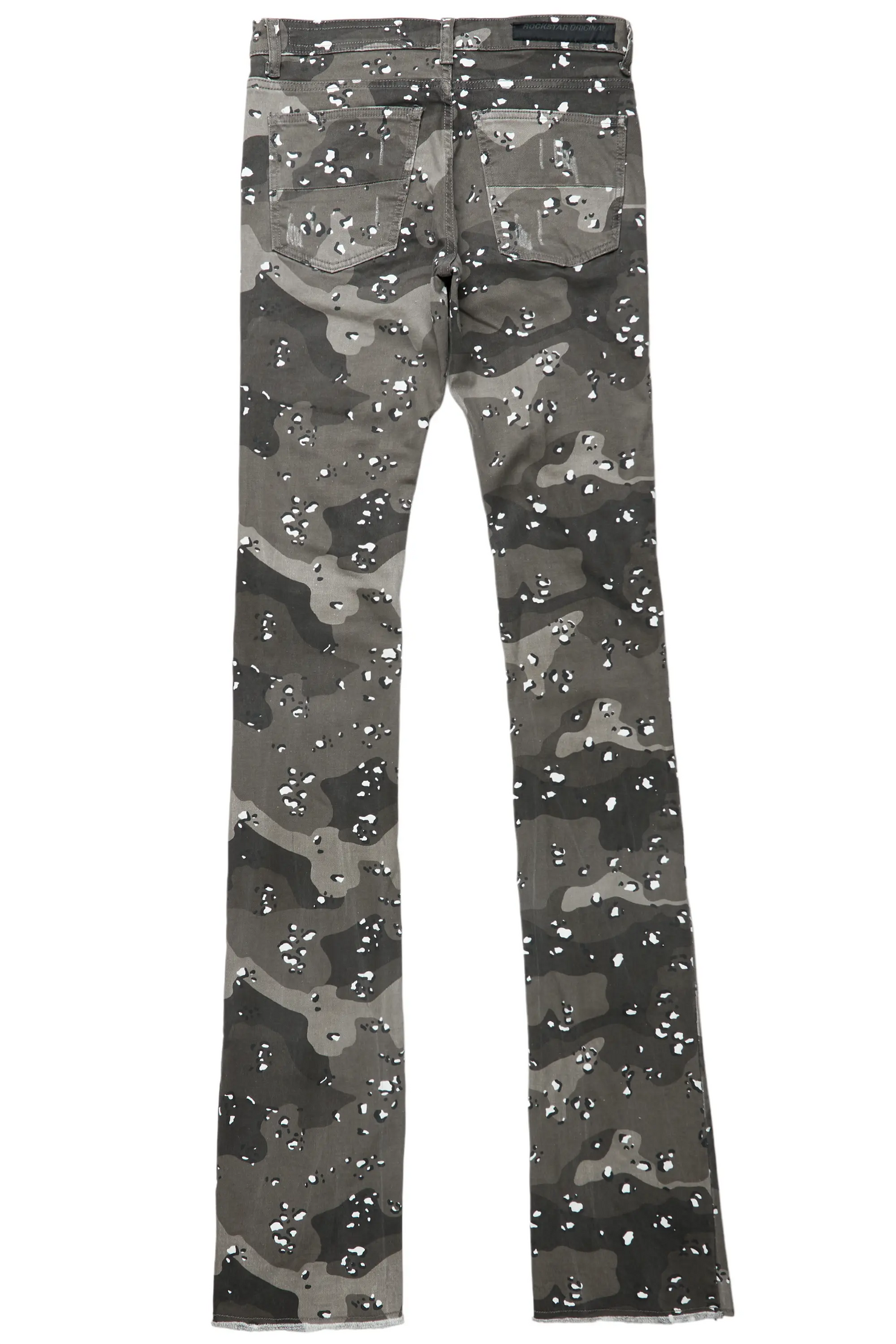 Petrus Grey Camo Super Stacked Flare Jean