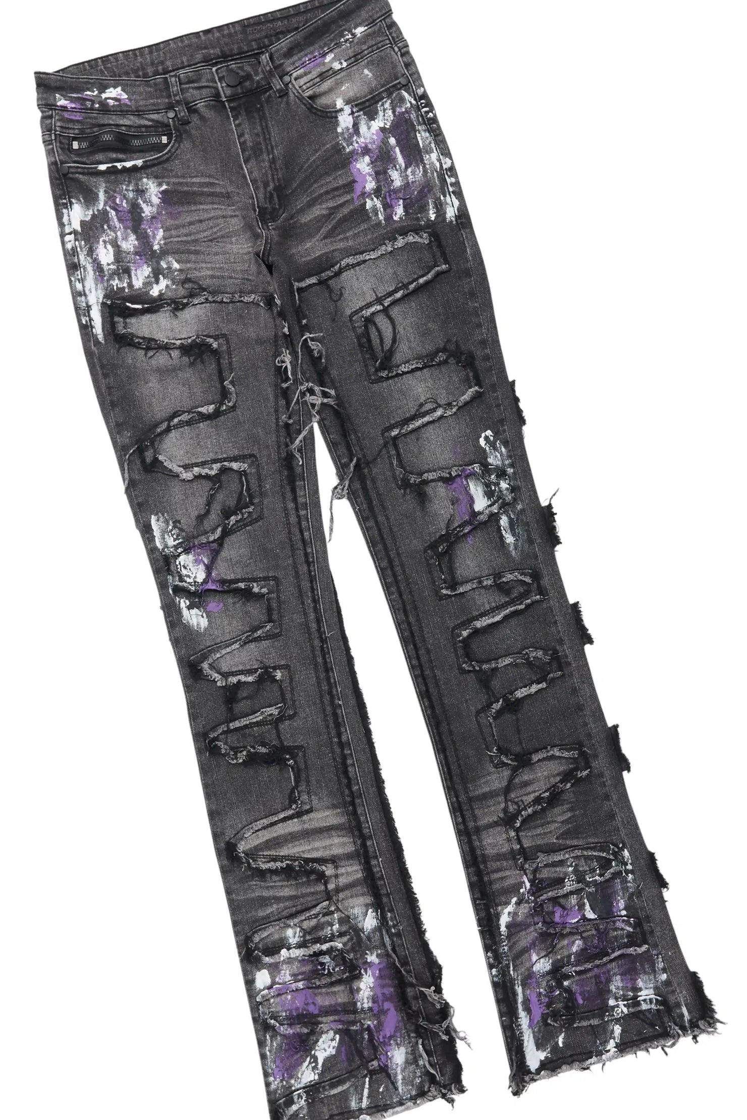 Saxon Purple/Black Hoodie/Stacked Flare Jean Set