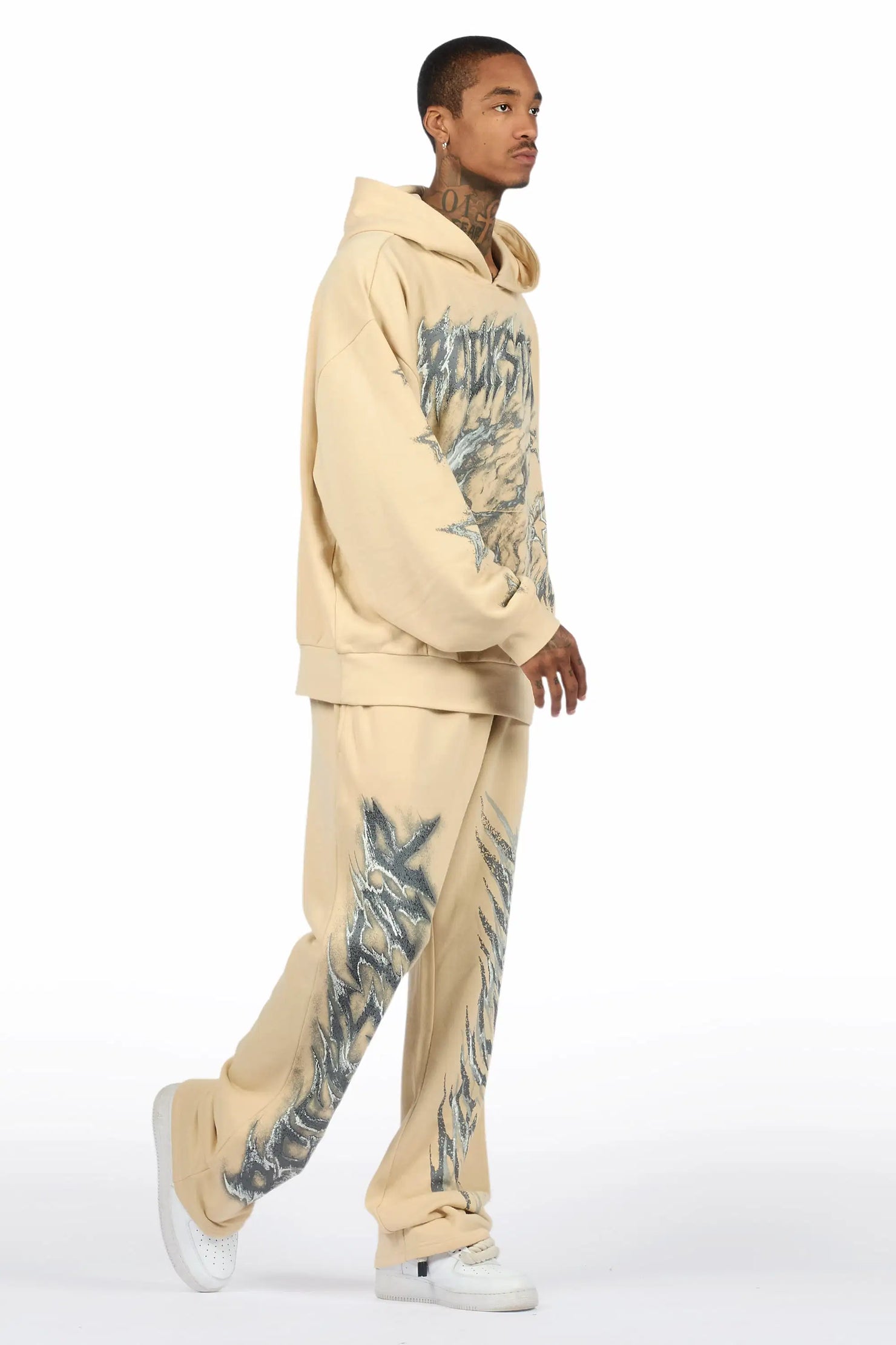 Jantra Beige Hoodie/Baggy Pant Track Set