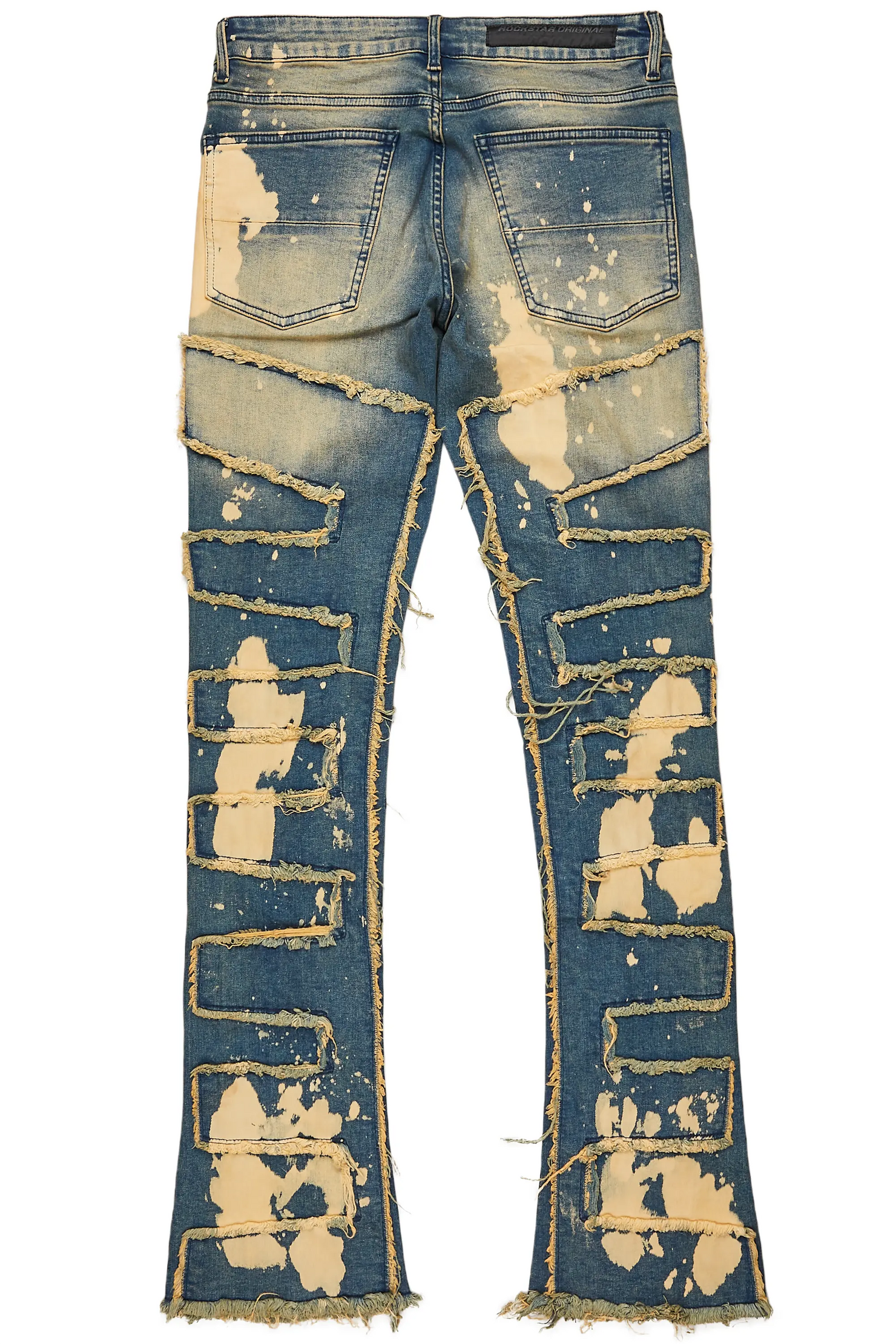 Laban Dirty Blue Bleach Stacked Flare Jean