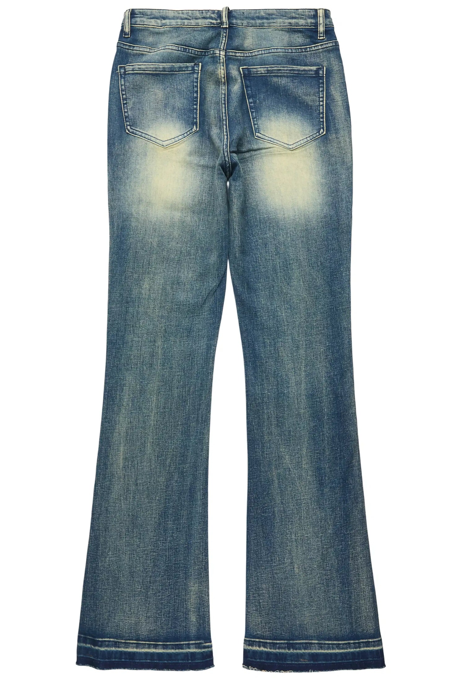 Gria Tinted Wash Rhinestone Stacked Flare Jean