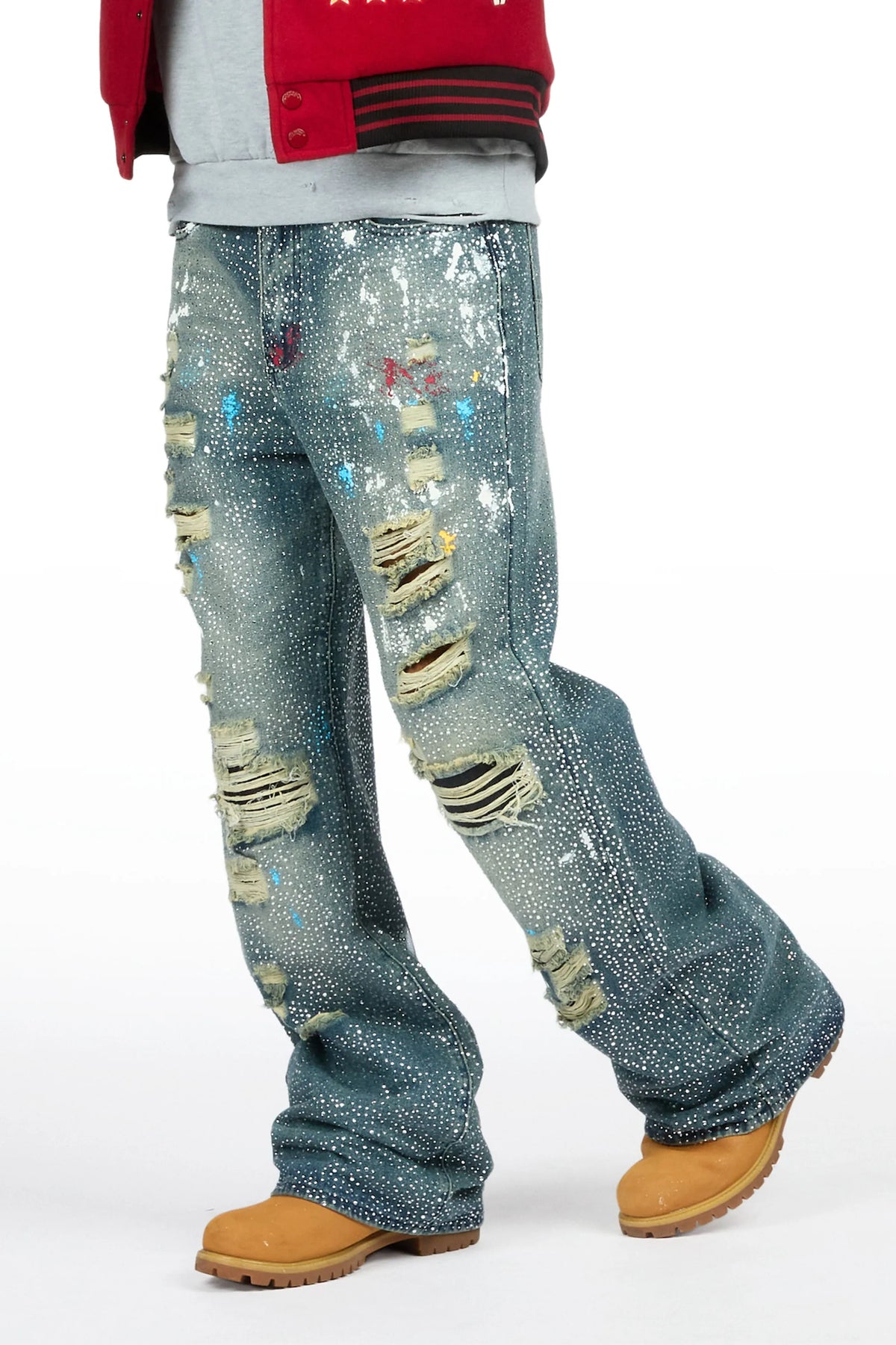 Painter Hendrix Dark Blue Rhinestone Baggy Fit Jean