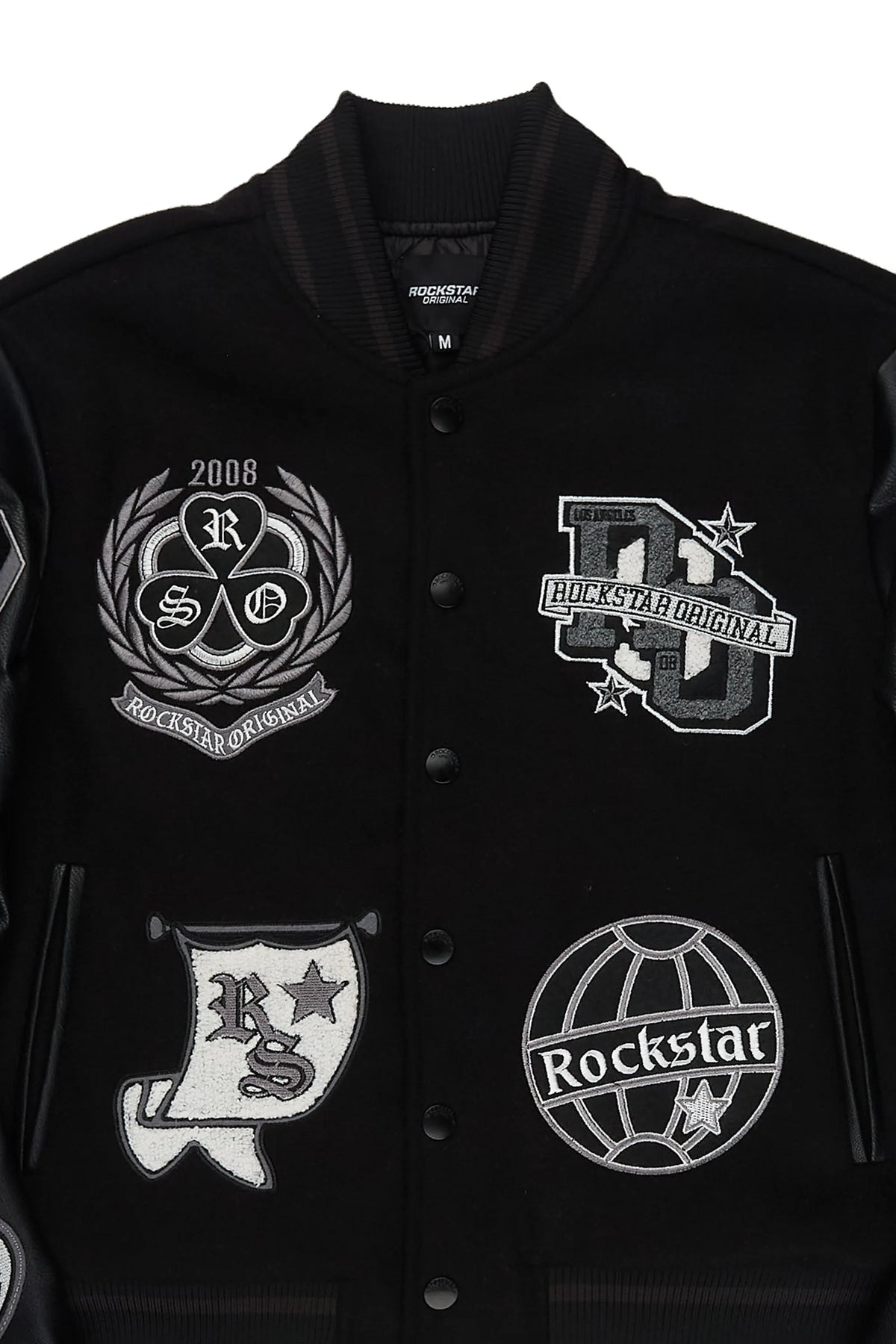 Gliyah Black Oversized Varsity Jacket