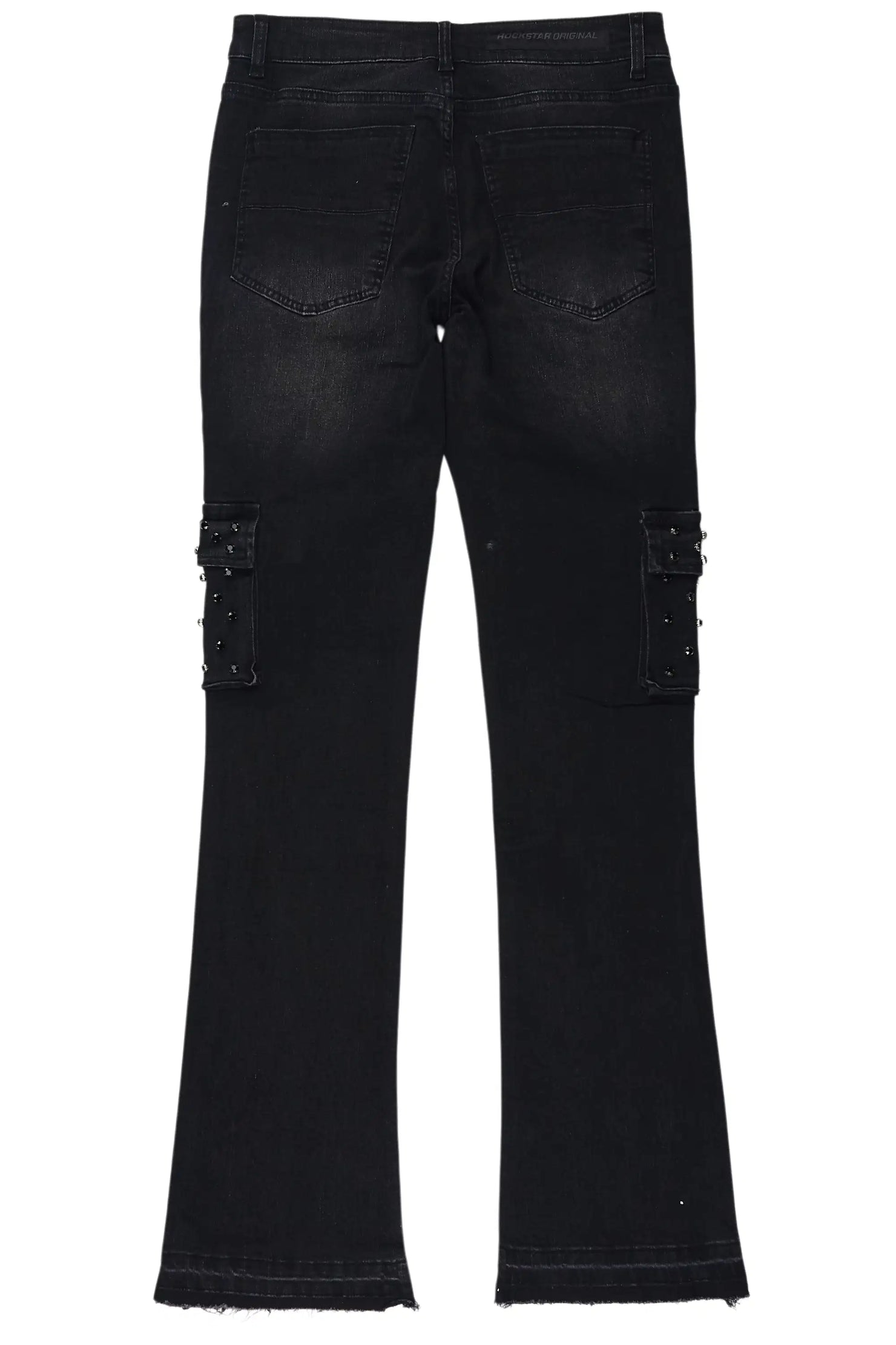 Arman Black Rhinestone Stacked Fit Jean