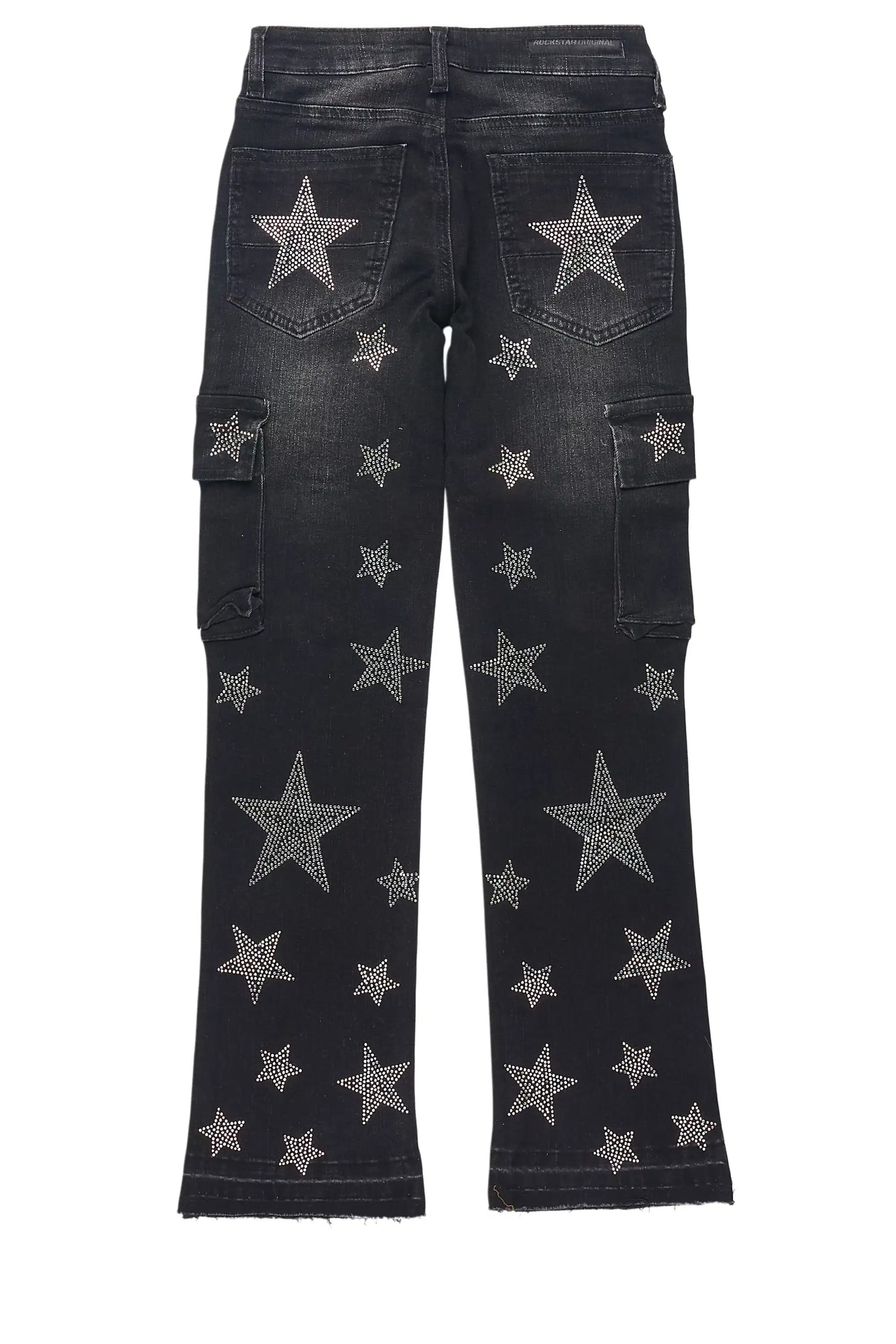 Girls Kendrica Black Rhinestone Stacked Jean
