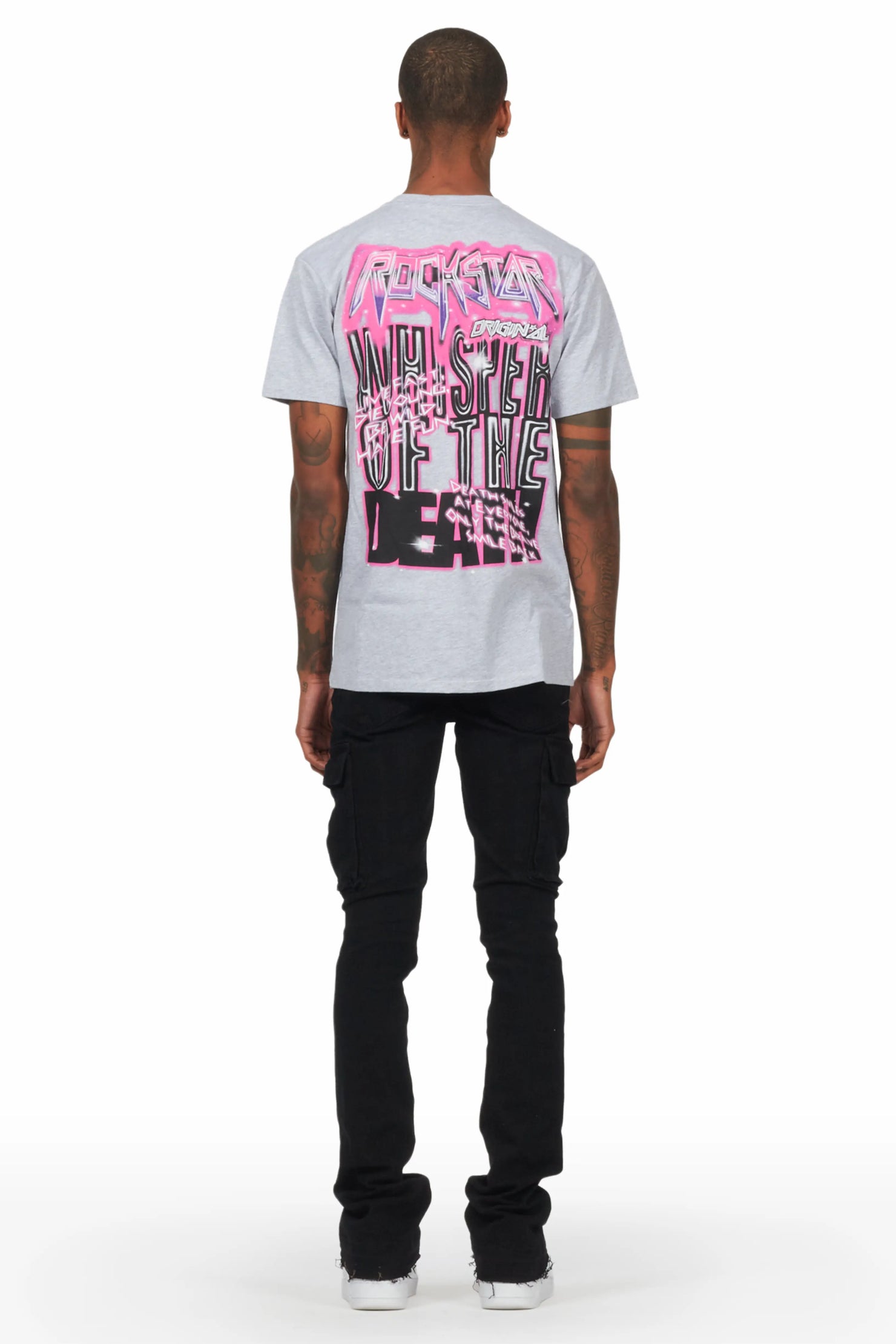 Obern Grey T-Shirt & Sarg Black Stacked Flare Jean Bundle