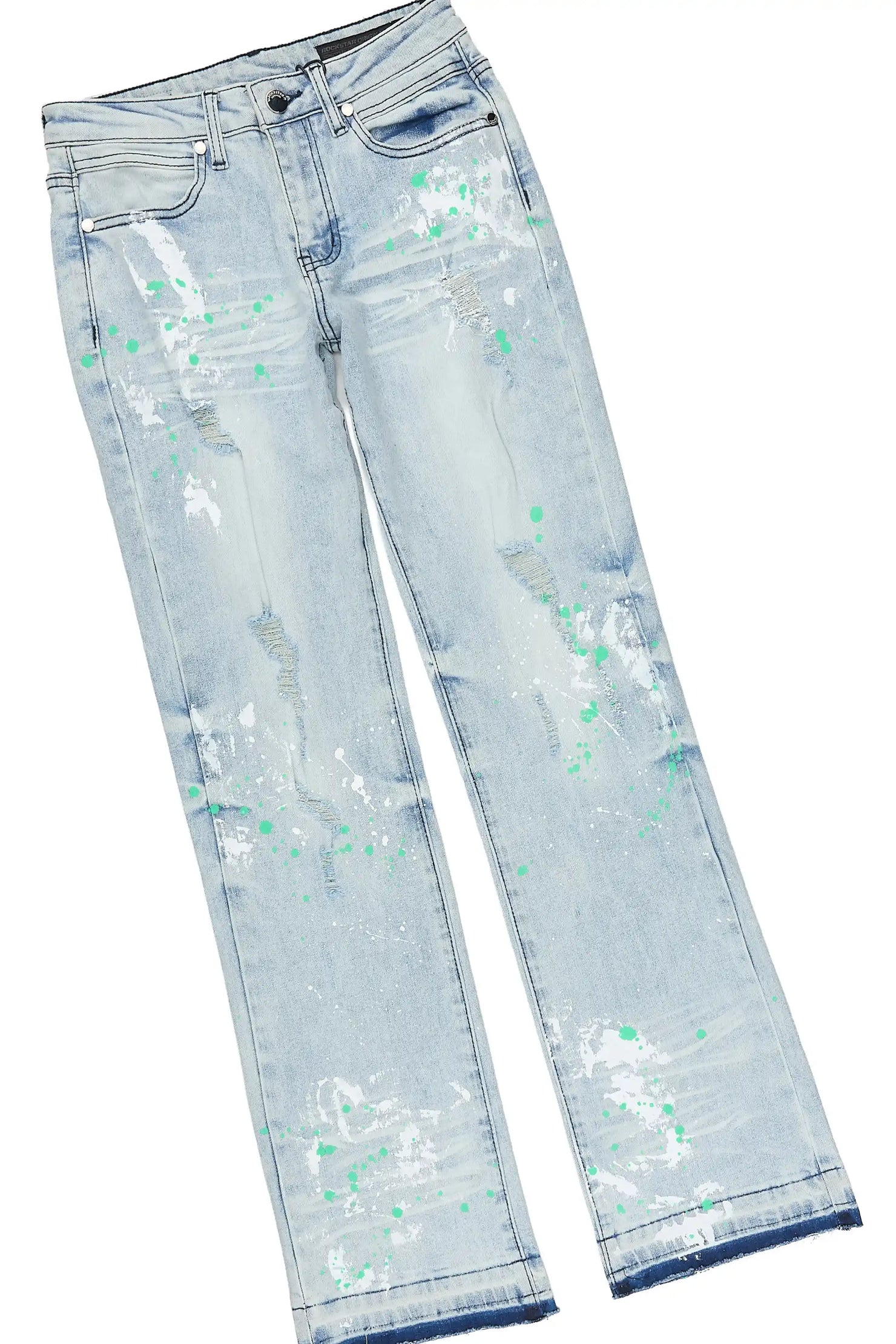 Boys Marizon Green/Blue T-Shirt Stacked Jean Set