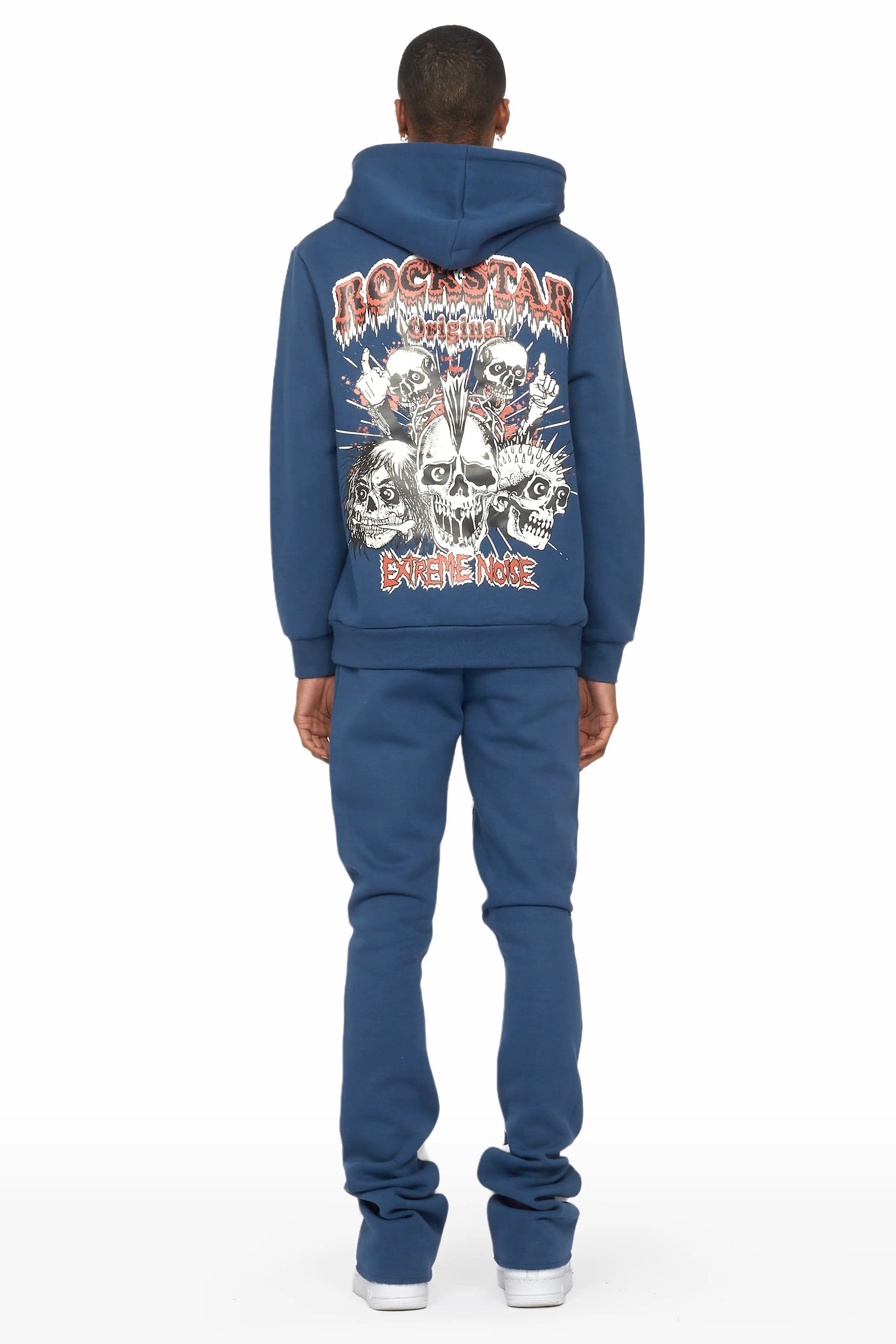 Tabor Navy Graphic Hoodie/Stacked Flare Pant Track Set