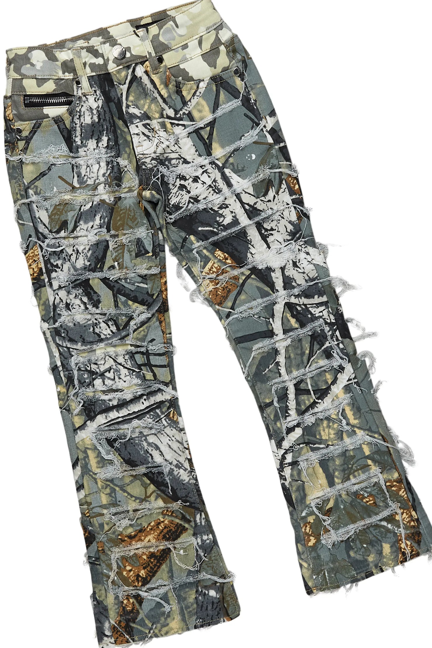 Boys Semaj Tree Camo T-Shirt/Stacked Flare Jean Set