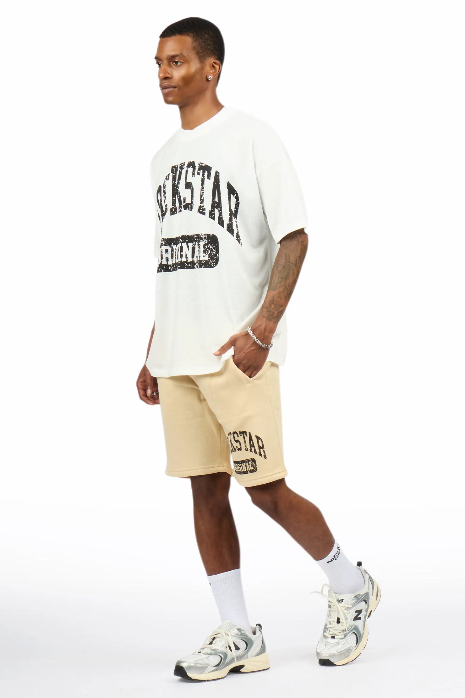 Zig White/Beige T-Shirt/Short Set
