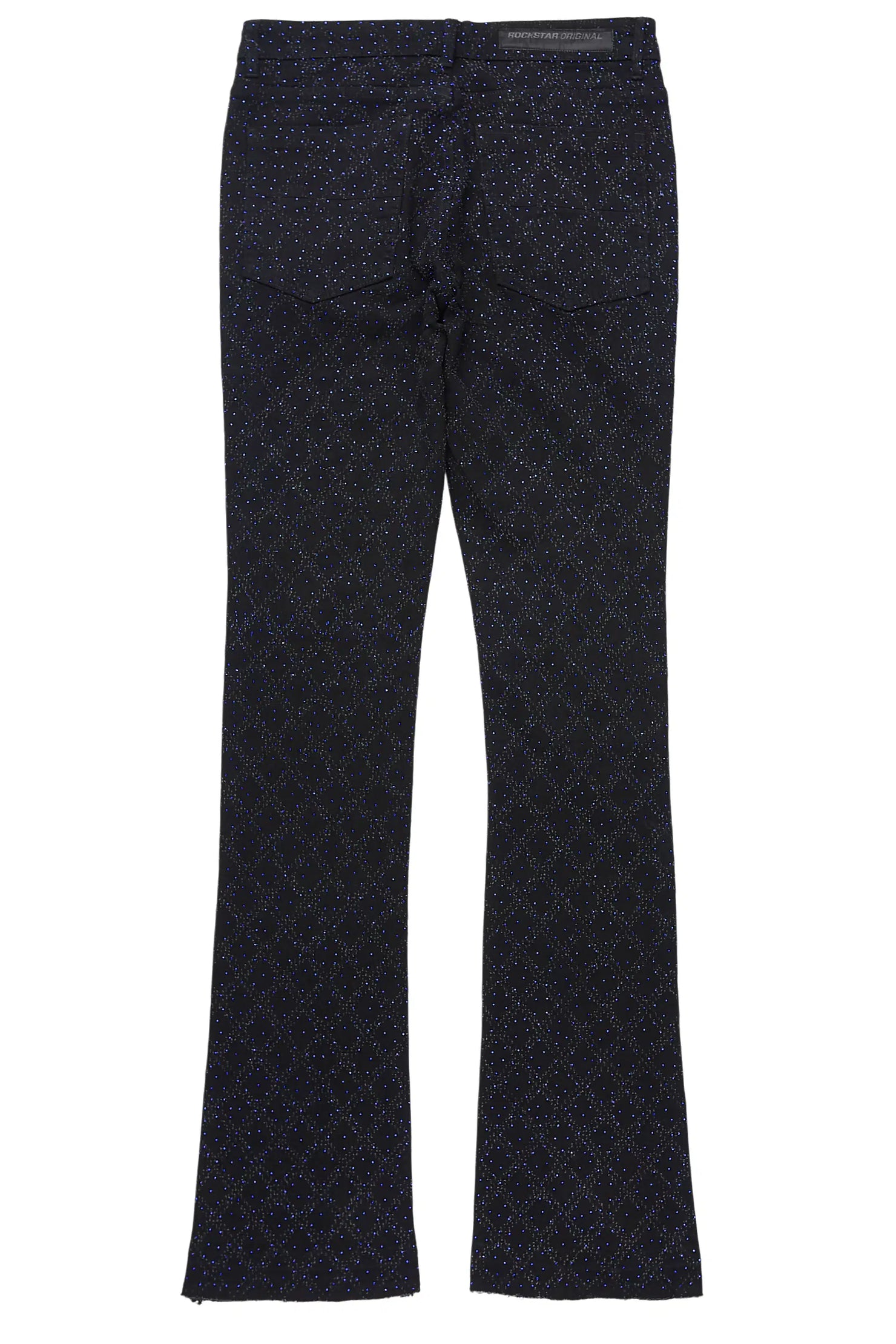 Glit Black/Royal Rhinestone Stacked Flare Jean