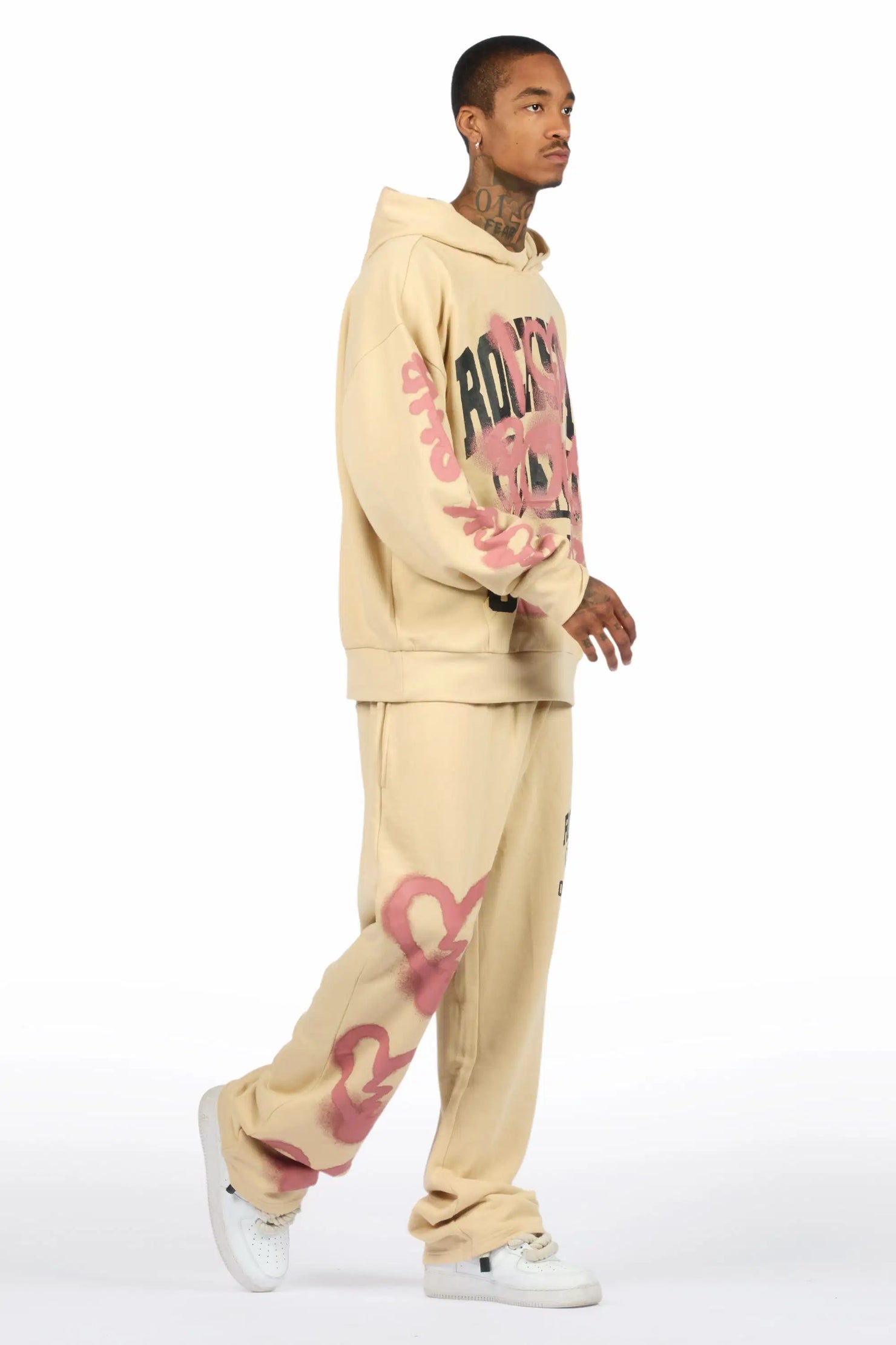Loverdose Beige Hoodie/Baggy Pant Track Set