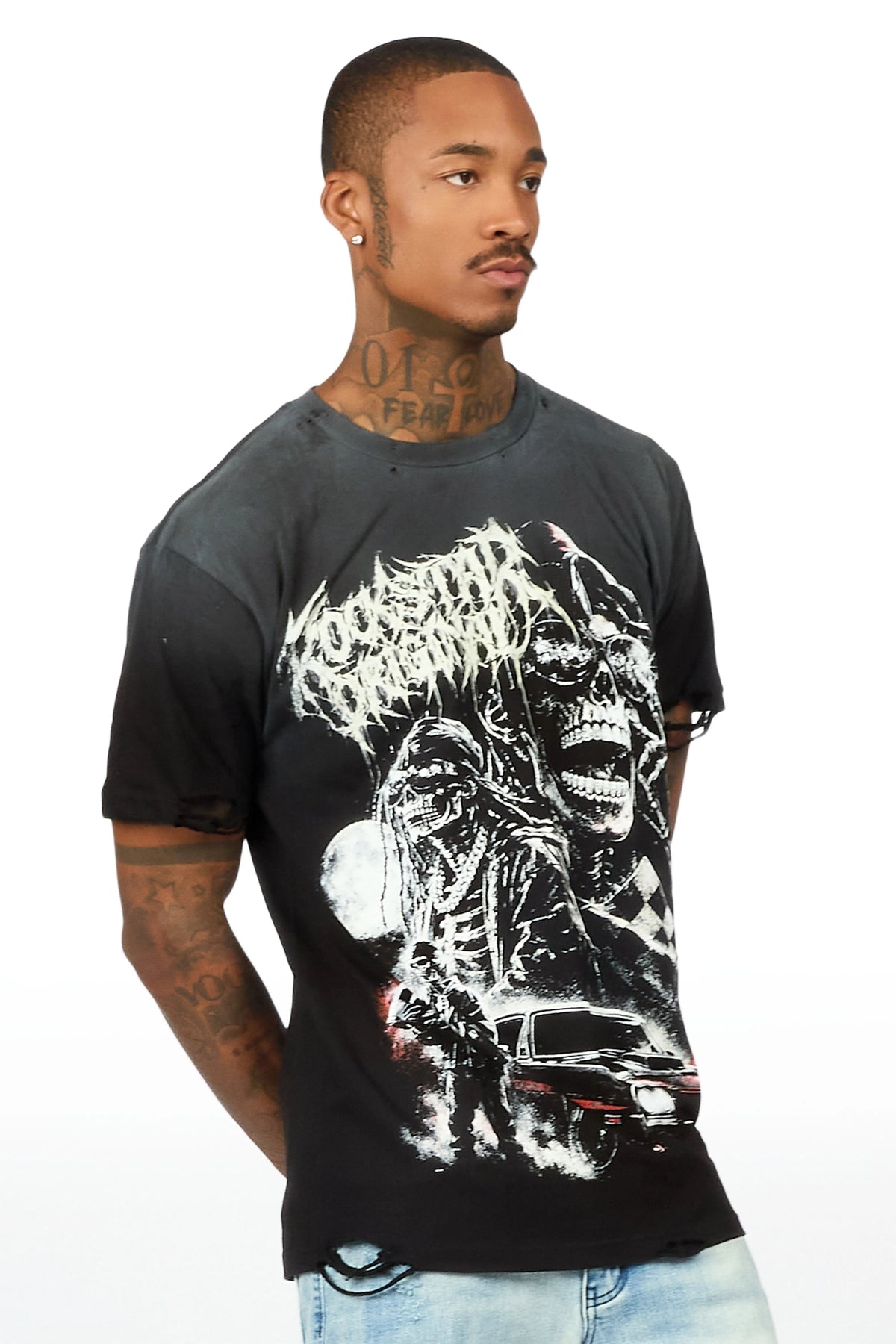 Corvin Black Oversized Graphic T-Shirt