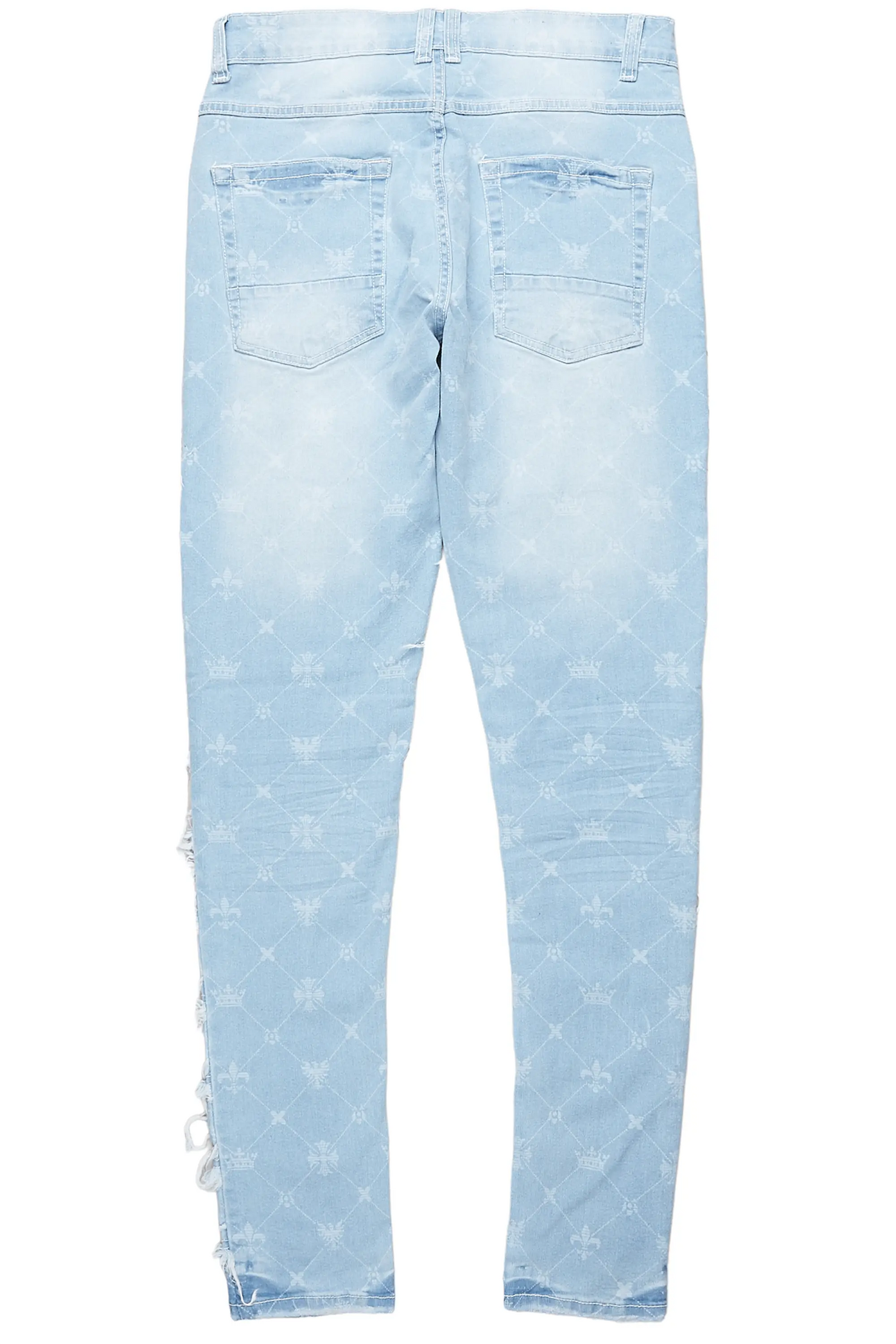 Pasha Light Blue Slim Fit Frayed Jean