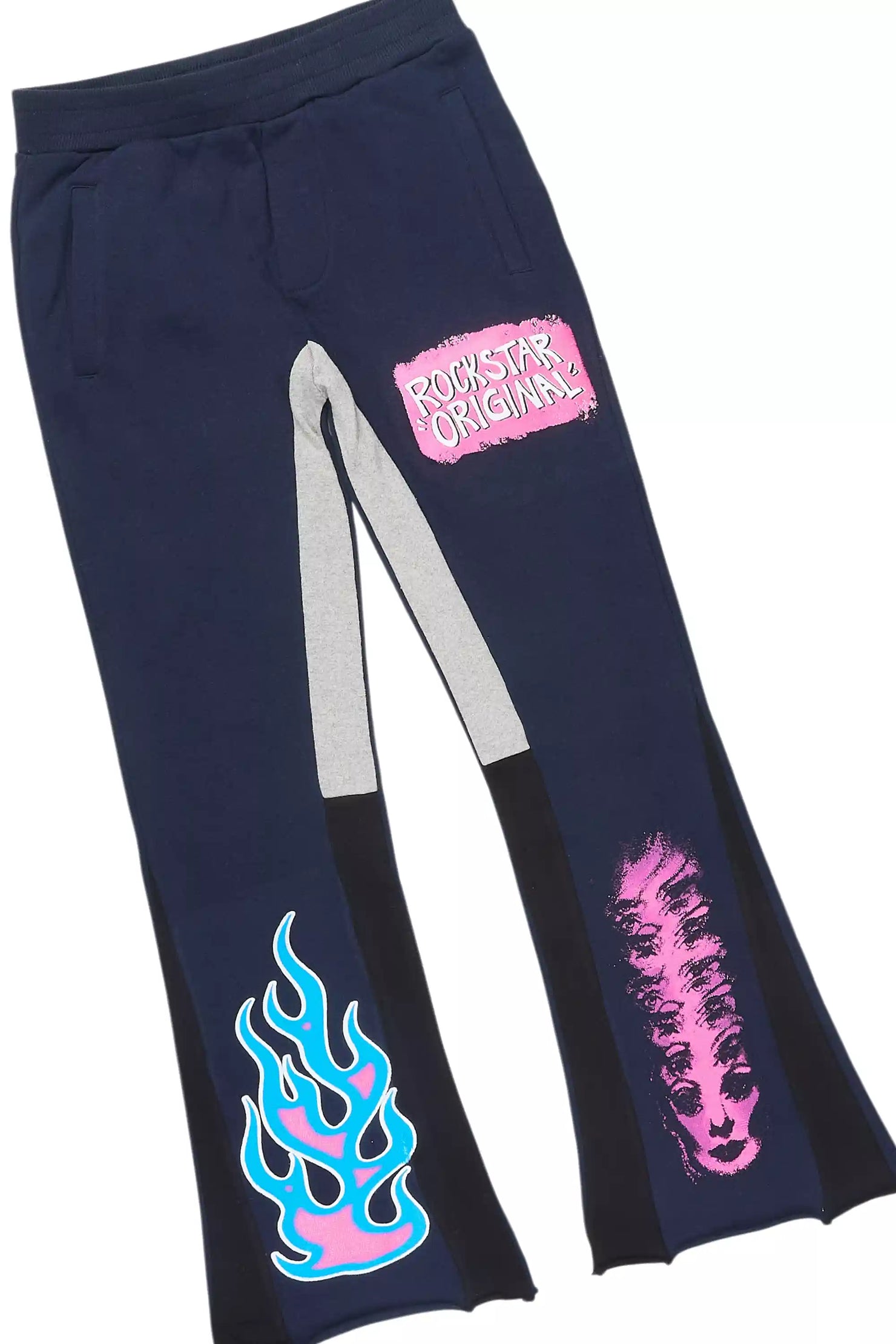 Boys Beno Navy/Pink Stacked Flare Track Set